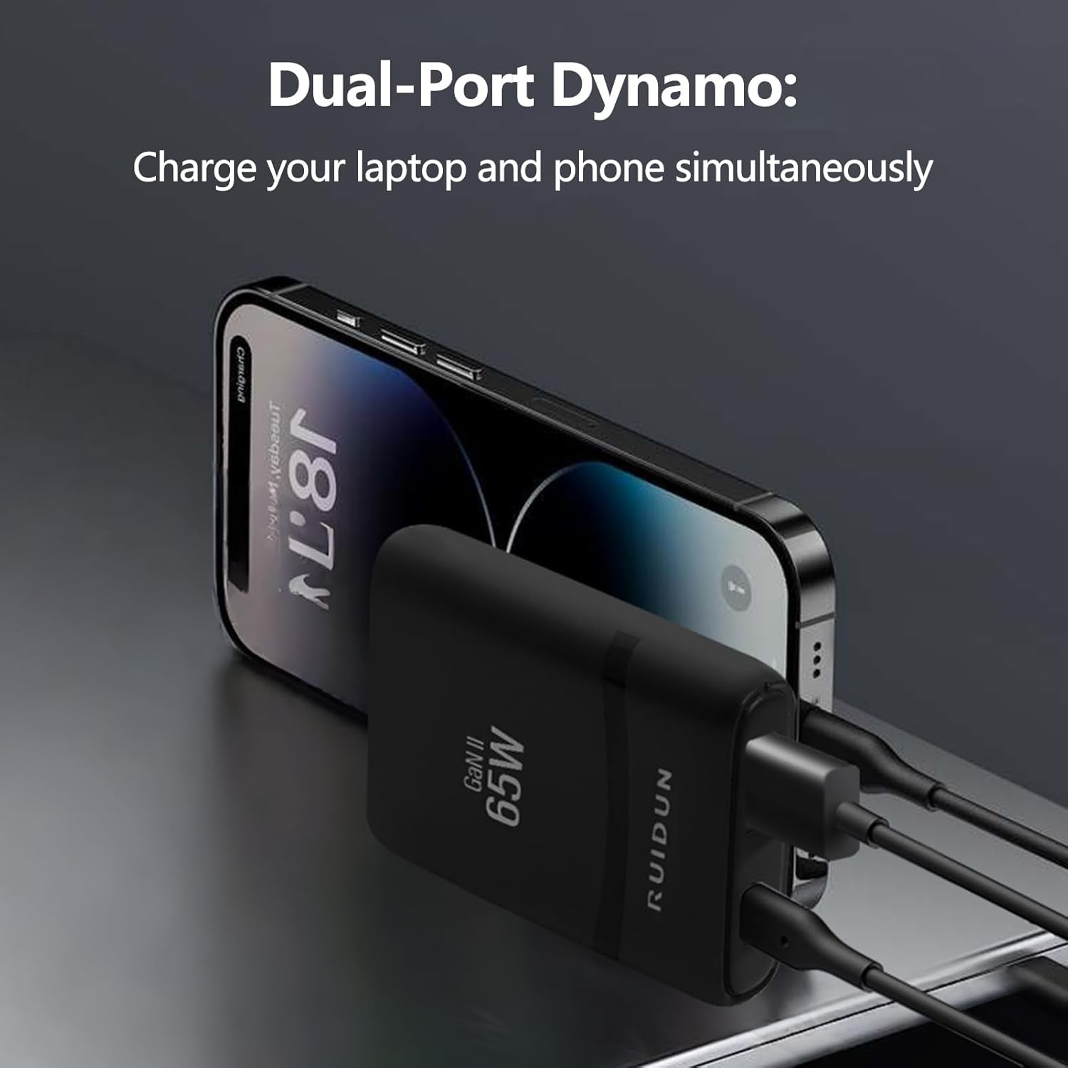 65W Gan USB C Charger, Dual-Port Fast Wall Charger with PD 3.0 & QC 4.0, Foldable Plug Compact Power Adapter for Macbook Pro/Air, Iphone 16, Ipad Pro, Samsung Galaxy S24, Steam Deck & More