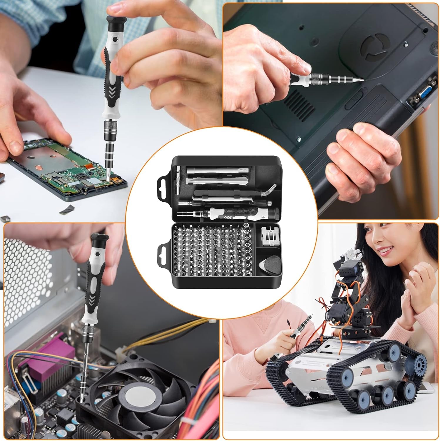 Precision Screwdriver Set, Professional Grade 115 in 1 Magnetic Repair Tool Kit for Electronics, Computer, Iphone, Laptop, Game Console, Watch, Eyeglasses, Modding, and DIY Projects