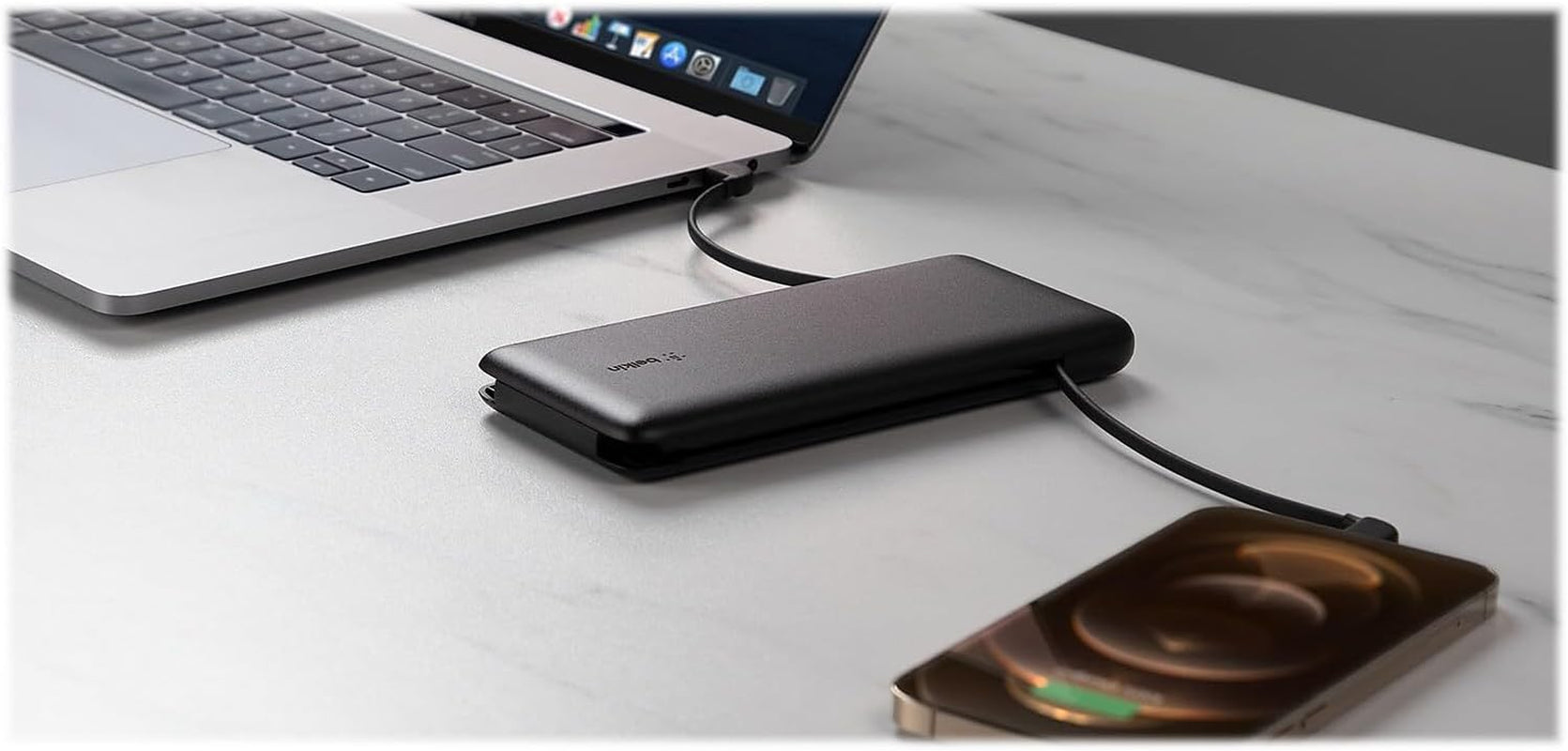Portable Charger, Power Bank 10,000Mah, 23W W/Integrated Lightning Cable & USB-C Cable - Iphone Charger Battery Pack for Apple Iphone 16, 15, 14, Galaxy S25, Pixel 9, Travel Essentials - Black