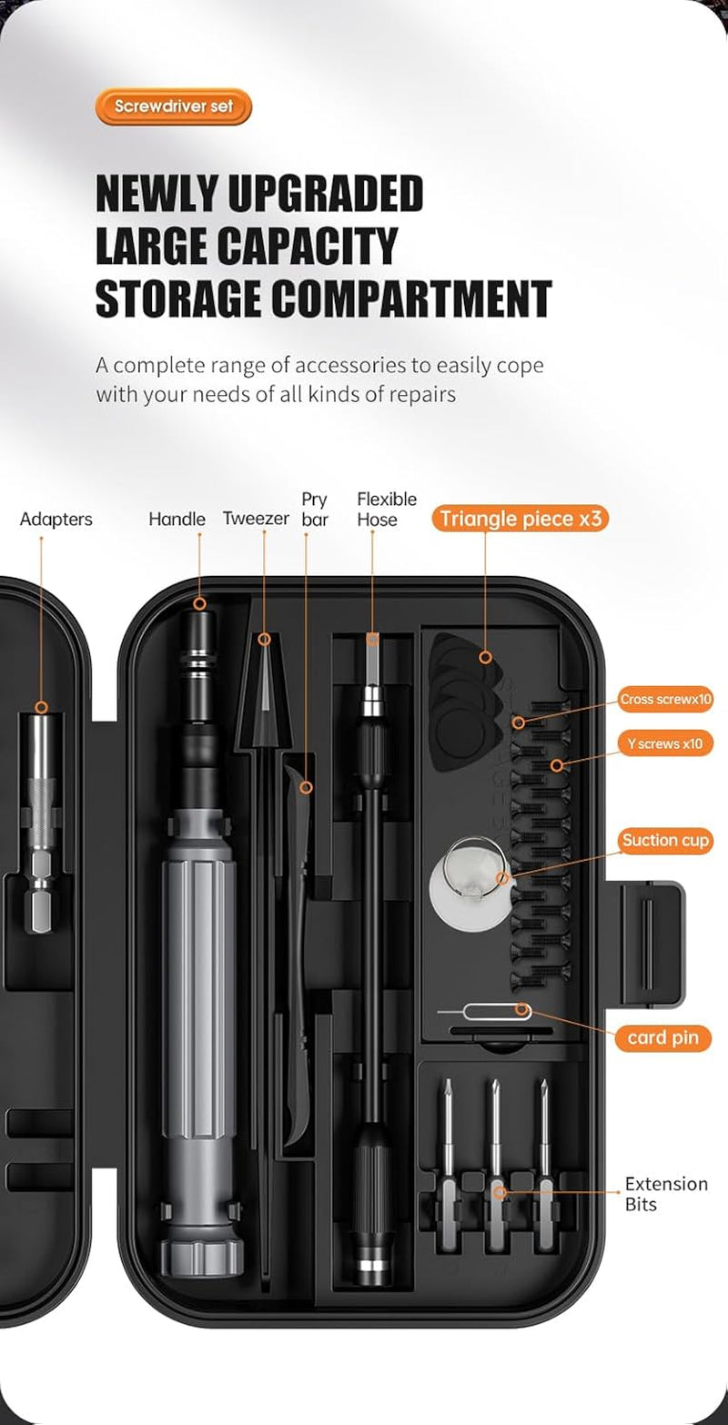 Precision Screwdriver Set, 150 in 1 Electronics Tool Kit with 120 Bits Magnetic Screwdriver Set & 30-Bit Tool Set Handy Repair Tool for Computer Phone Watch Camera Laptop, Black