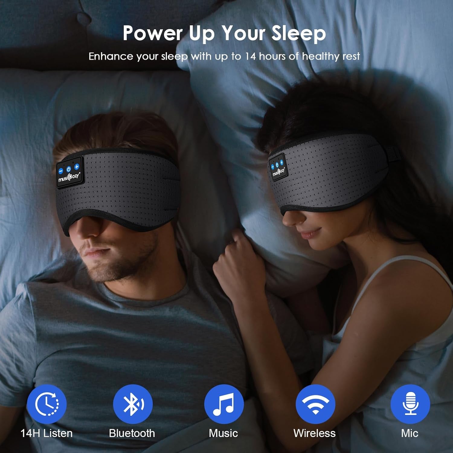 Sleep Headphones Bluetooth 5.4 Breathable Sleeping Headphones Sleep Mask, Wireless Eye Mask Sleep Earbuds for Side Sleepers Men Women Office Travel Cool Tech Gadgets Gift