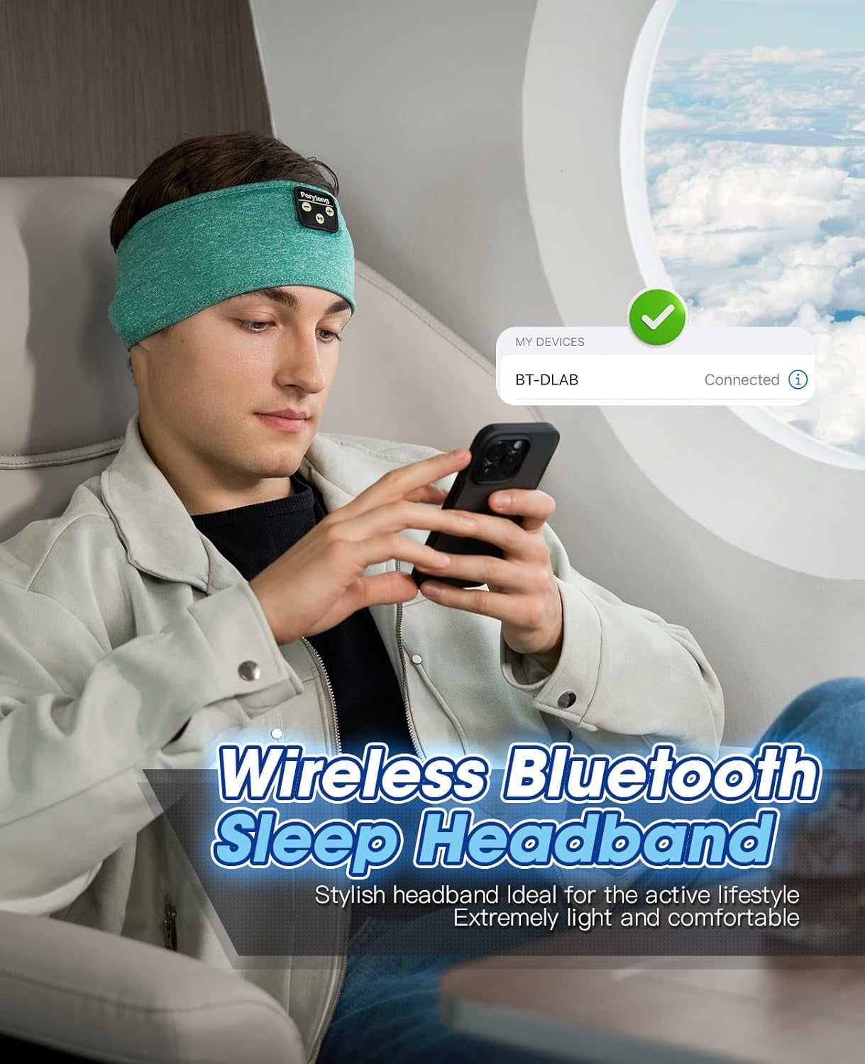 Sleep Headphones Wireless, Bluetooth Headband Sports Sleeping Headphones Sleep Mask Earbuds Breathable Music Headband with Bluetooth 5.2, Perfect for Side Sleepers Sleeping Travel Workout Running