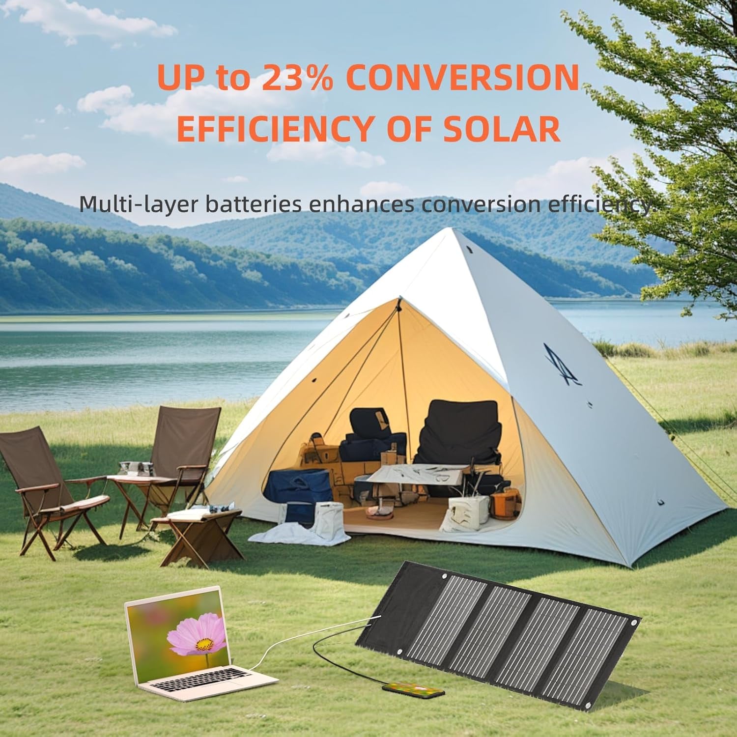 30W Solar Charger, Portable Sunpower Solar Panels for Camping Essentials & Emergency, Gift for Dad/Husband, IP65 Waterproof Fast Charging for Phone, Tablet, Power Bank, Battery Pack1
