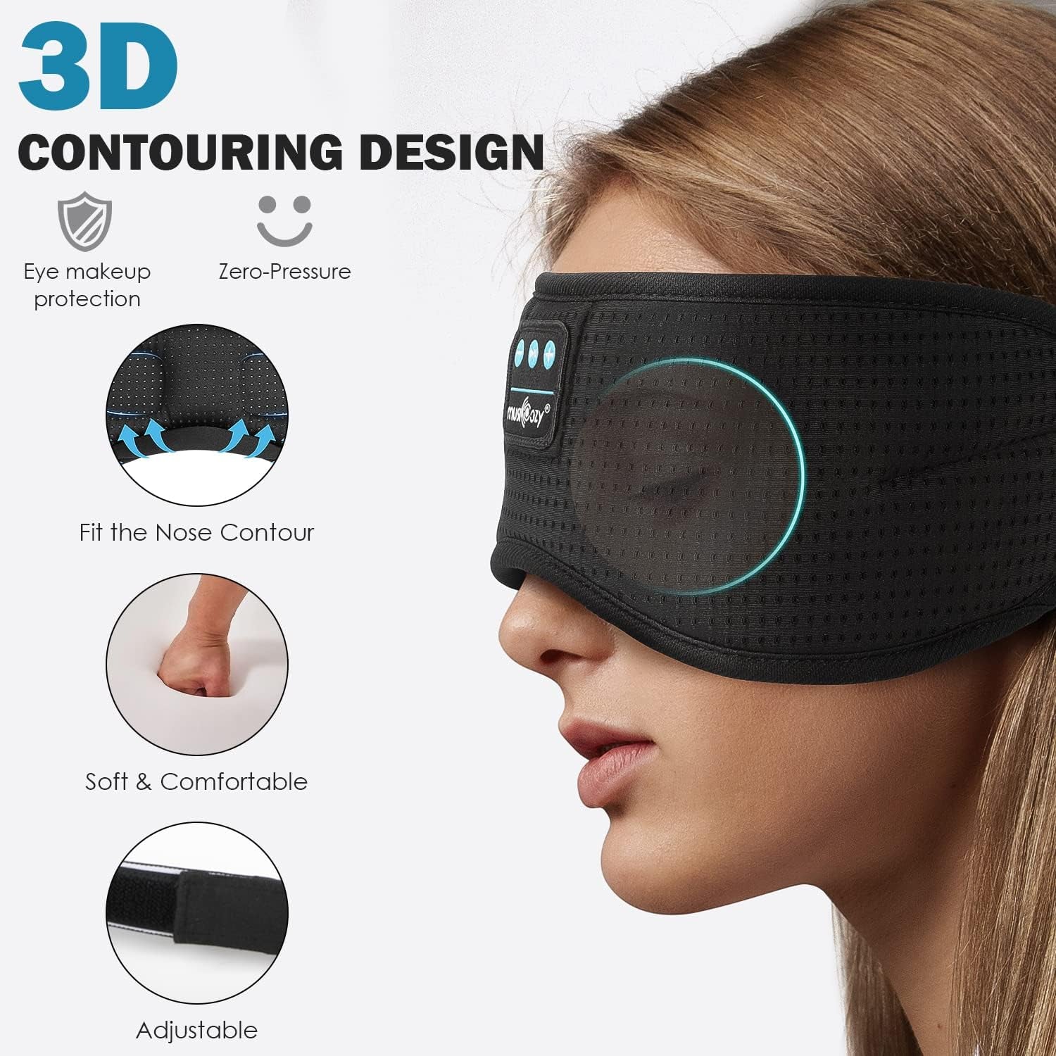 Sleep Headphones, Bluetooth Sleep Mask Headband Headphones Sleeping Eye Mask, Wireless Music Earbuds Earphones with HD Headphones Ultra-Thin Stereo Speakers for Side Sleepers Men Women