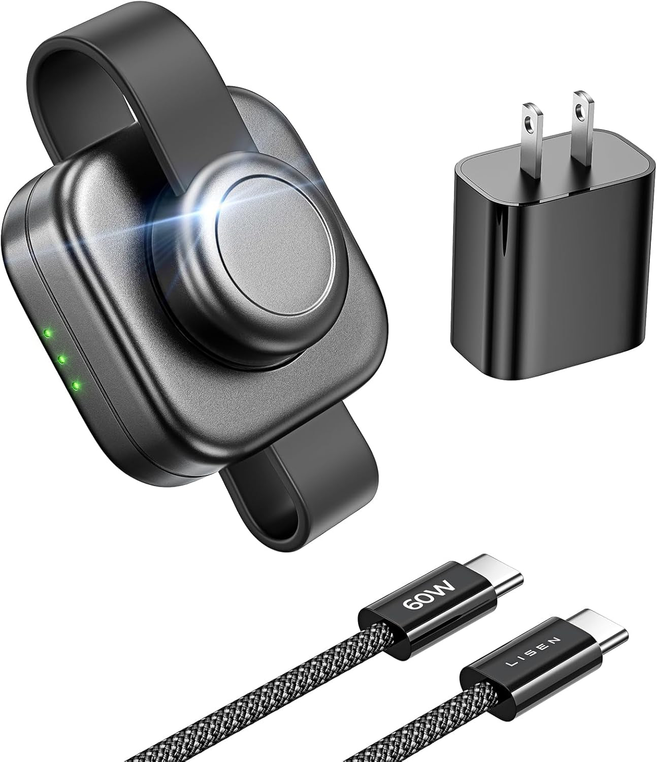 3 in 1 Foldable Charging Station for Apple Devices – Mini & Portable Travel Iphone Samsung Magsafe Charger Stand for Iphone 16/15/14 Pro Max, Iwatch, Airpods Pro, Valentines Day Gift for Her