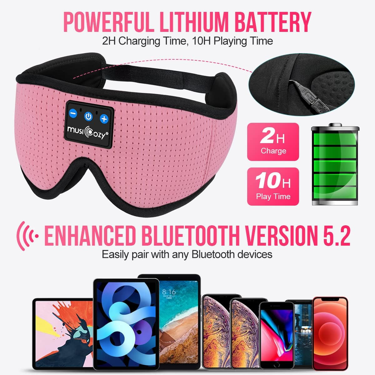 Sleep Headphones Bluetooth 5.2 Headband Breathable 3D Sleeping Headphones, Wireless Music Eye Mask Earbuds for Side Sleepers Mom Women Cool Tech Gadgets Unique