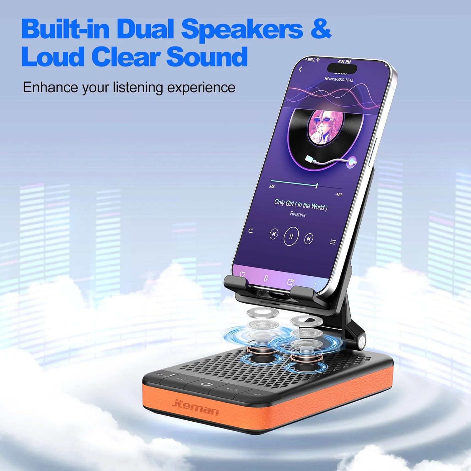 Birthday Gifts for Men Women,Bluetooth Speaker Phone Stand with Power Bank,Portable Foldable Charging Speaker Stand,Unique Gifts for Women Dad,Men Gifts Tech Gadgets