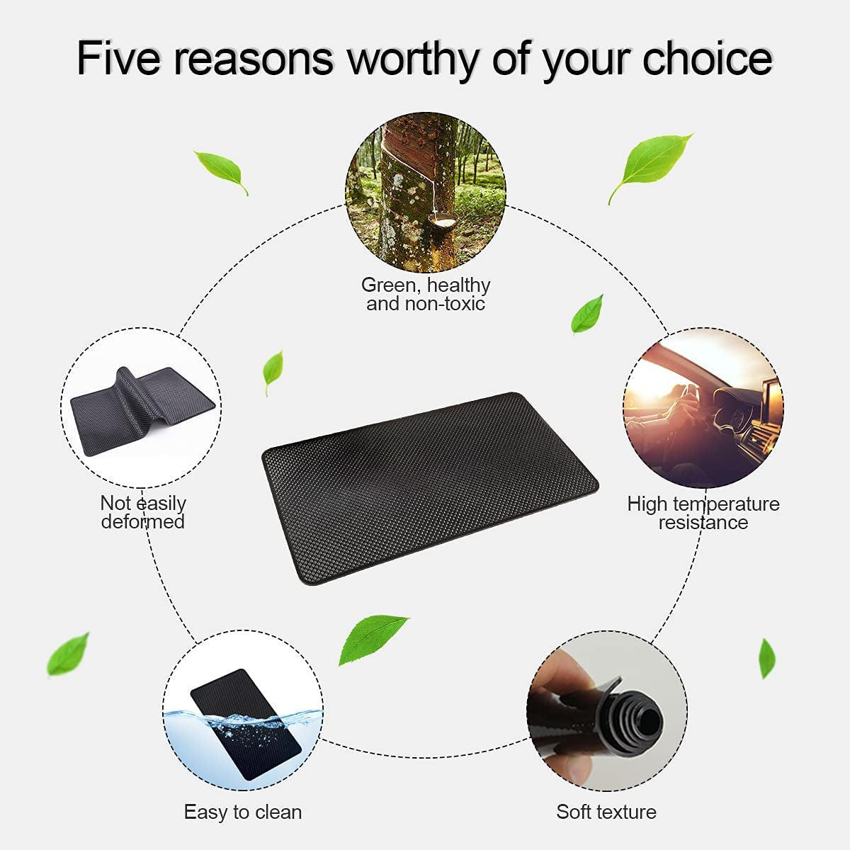 Car Dashboard Anti-Slip Rubber Pad, 10.6"X 5.9" Universal Non-Slip Car Magic Dashboard Sticky Adhesive Mat for Phones Sunglasses Keys Electronic Devices and More Use (Black/Grid)
