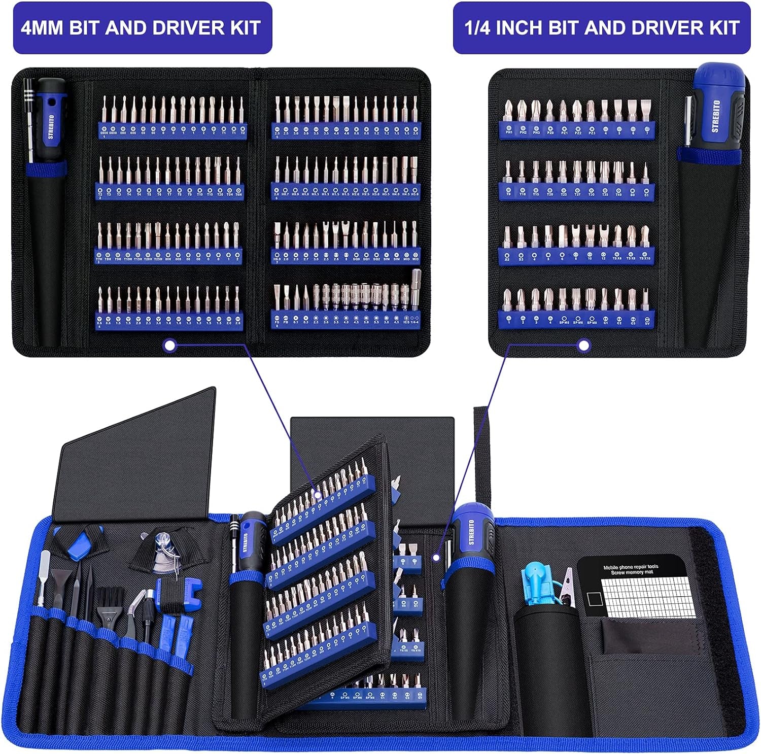 Precision Screwdriver Set 191-Piece Multi-Bit Screwdriver 1/4 Inch Nut Driver Home Improvement Tool Electronic Repair Kit for Computer, Iphone, Laptop, PC, Cell Phone, PS4, Xbox, Nintendo