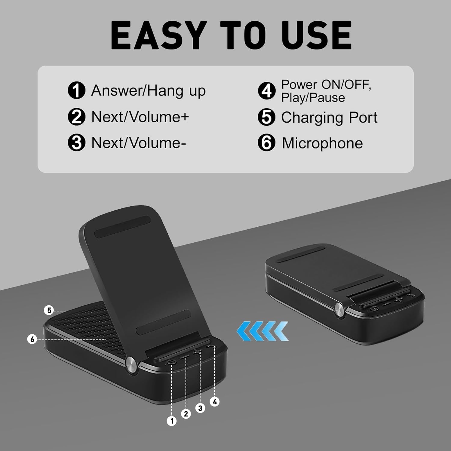Cell Phone Stand with Wireless Bluetooth Speaker, Gifts for Men/Women/Dad/Mom/Her/Him, Adjustable Tablet Holder, Anti-Slip Design with HD Surround Sound, Compatible with Iphone/Ipad/Samsung