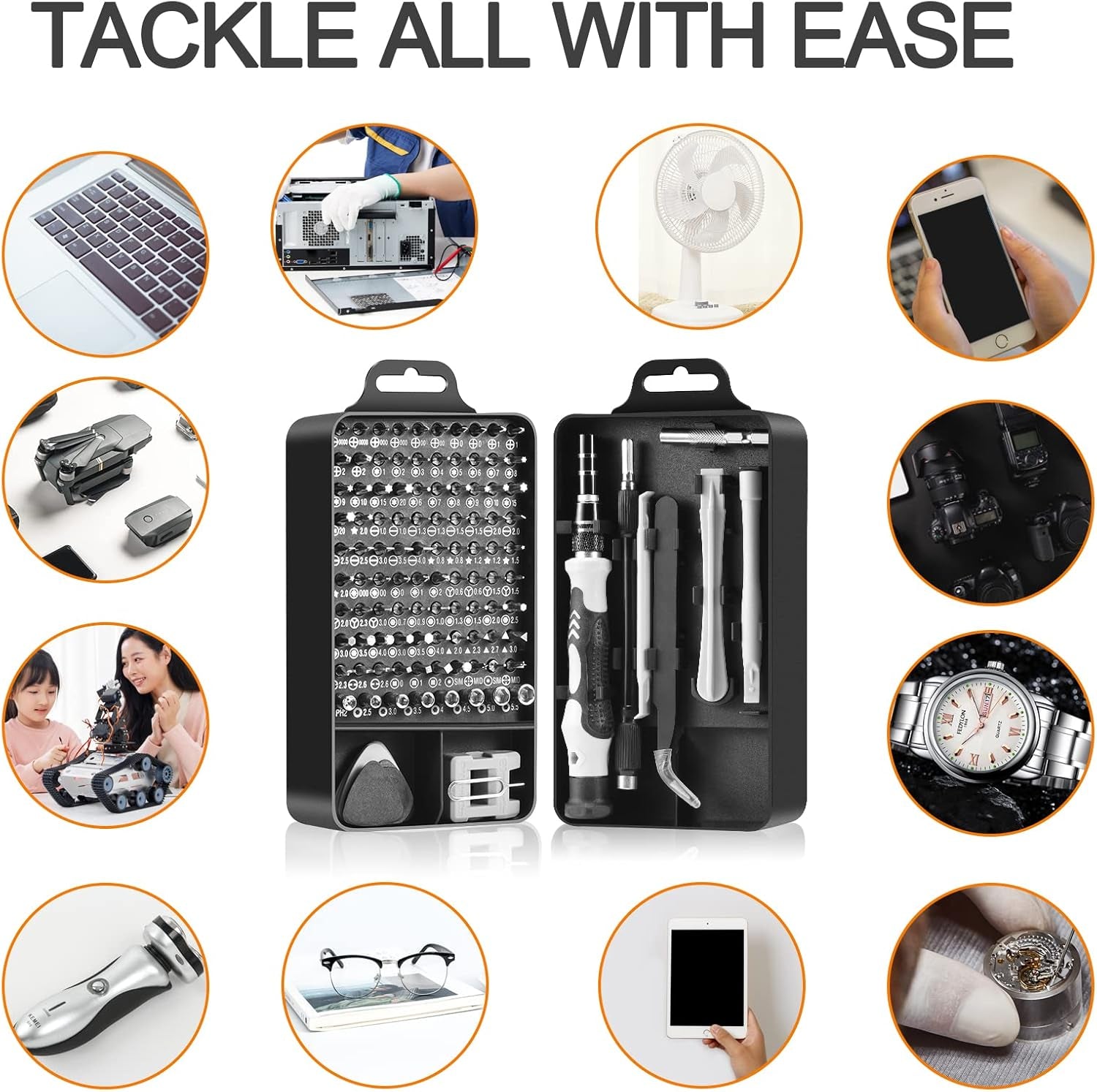 Precision Screwdriver Set, Professional Grade 115 in 1 Magnetic Repair Tool Kit for Electronics, Computer, Iphone, Laptop, Game Console, Watch, Eyeglasses, Modding, and DIY Projects