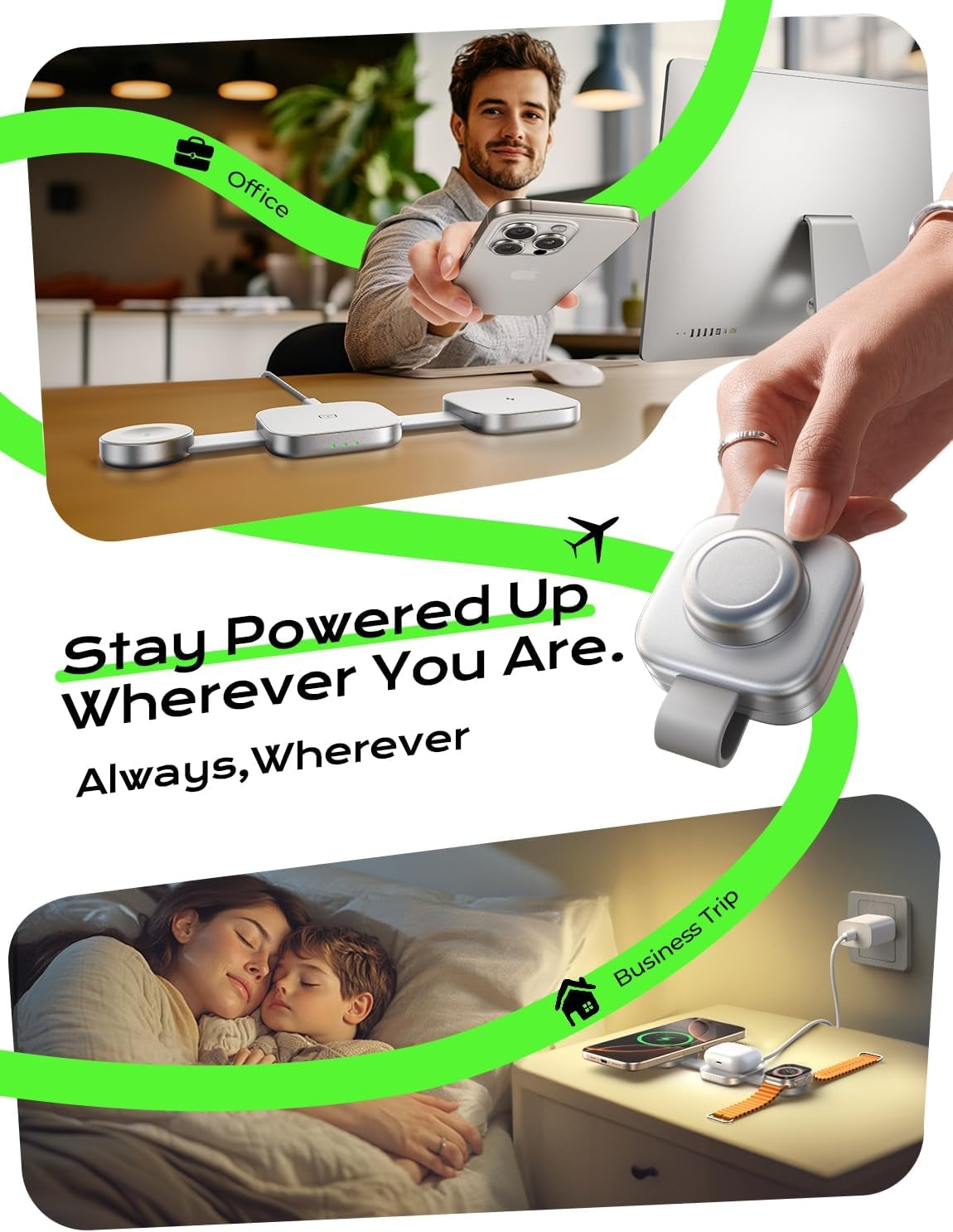 3 in 1 Travel Charger [Mini & Metal] for Iphone Samsung Apple Watch Multiple Devices Magsafe Charging Station Travel Essentials Accessories for Iphone 16 Pro Max 15 Airpods Valentines Day Gift