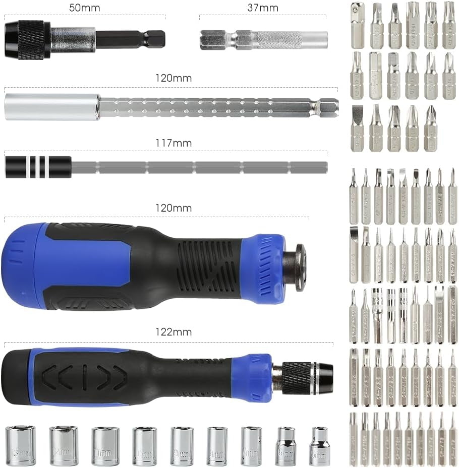 Precision Screwdriver Bits & Socket Set | 77Pcs Screwdriver Repair Tool Kit with Built-In Magnetizer for Computer, PC, Laptop, Xbox, Furniture Car Electronics, DIY, Home & Office, Gift