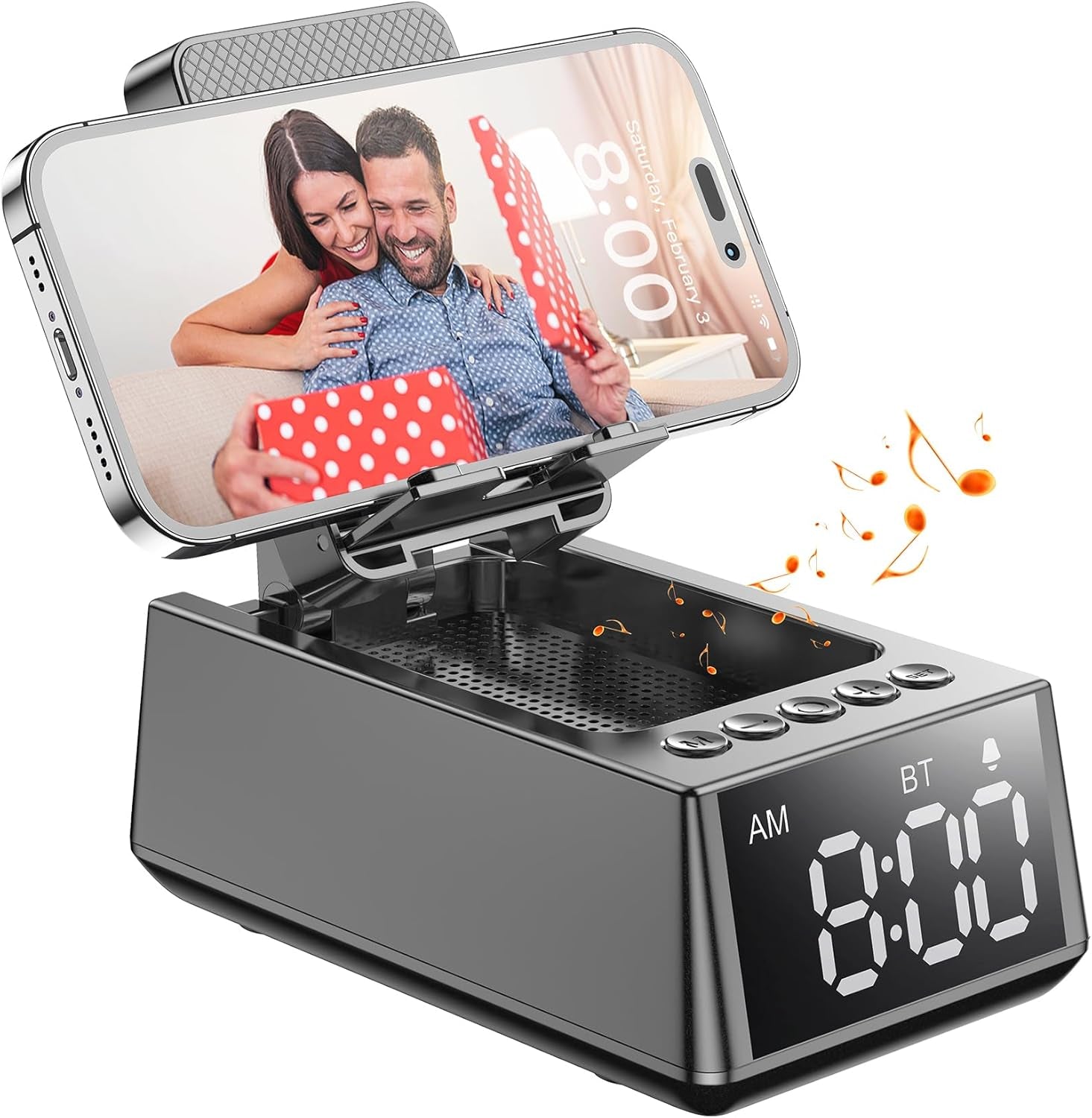Birthday Gifts for Men Women, Cell Phone Stand Bluetooth Speaker with Anti-Slip Base, Hd Surround Sound, Cool Multi Functional Gadget, Unique Gift for Him, Her, Husband, Wife, Dad, Mom