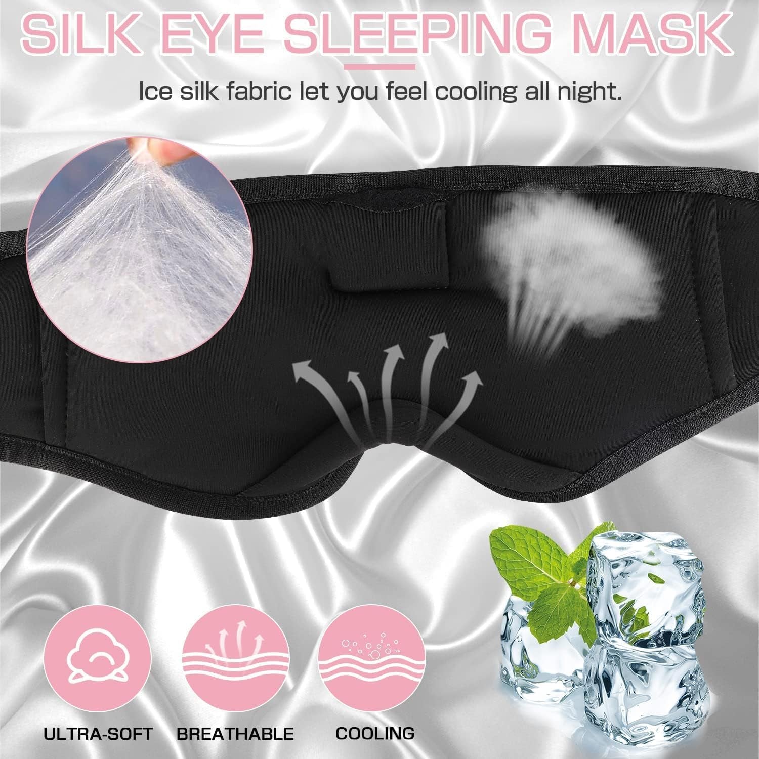 Sleep Headphones, Sleep Mask Bluetooth Wireless Music Eye Mask, Sleeping Headphones for Side Sleepers Sleep Mask with Bluetooth Headphones Ultra-Thin Stereo Speakers Perfect for Sleeping