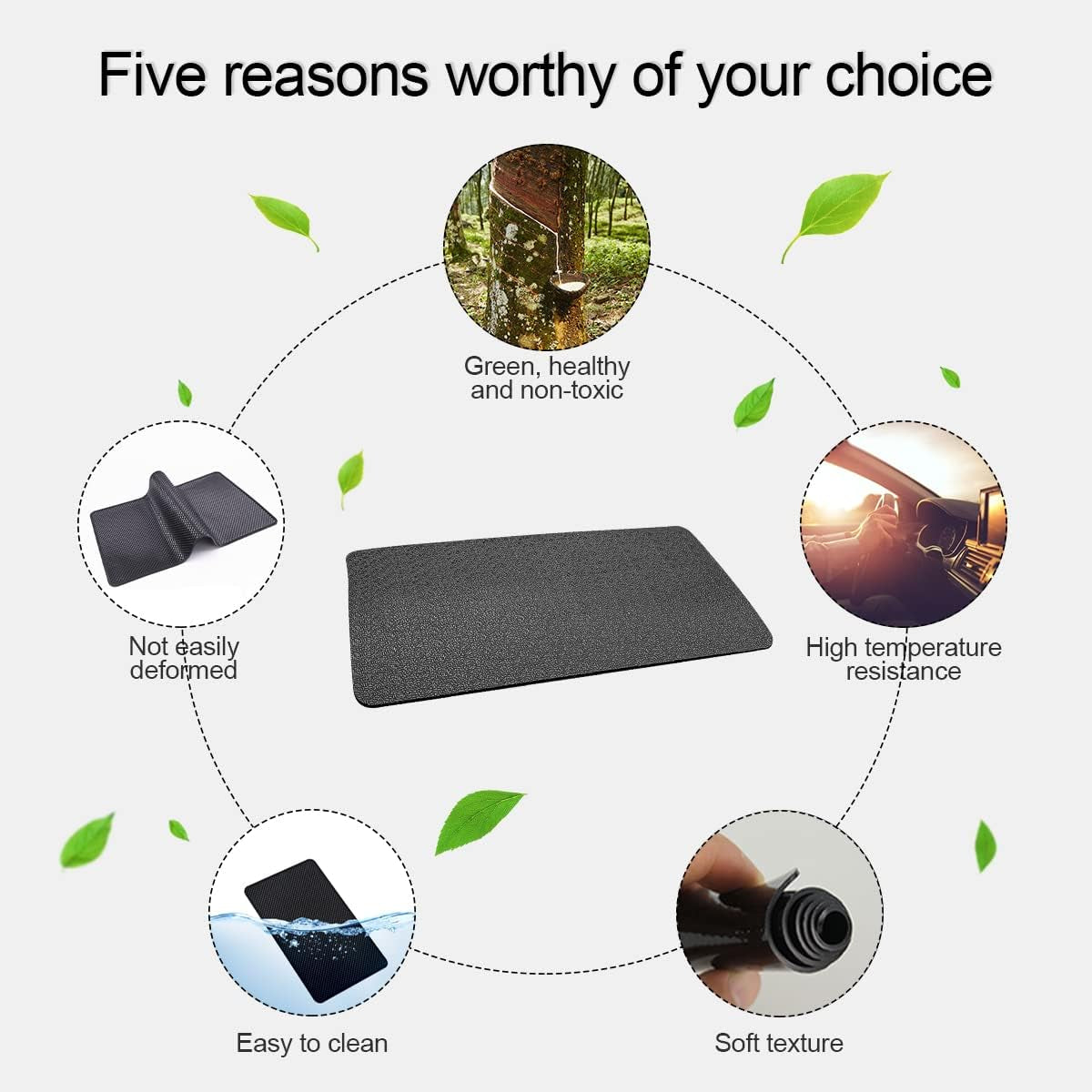 Car Dashboard Anti-Slip Rubber Pad, 10.6 X 5.9 Universal Non-Slip Car Magic Dashboard Sticky Adhesive Mat for Phones Sunglasses Keys Electronic Devices and More Use (Black/Car Texture)