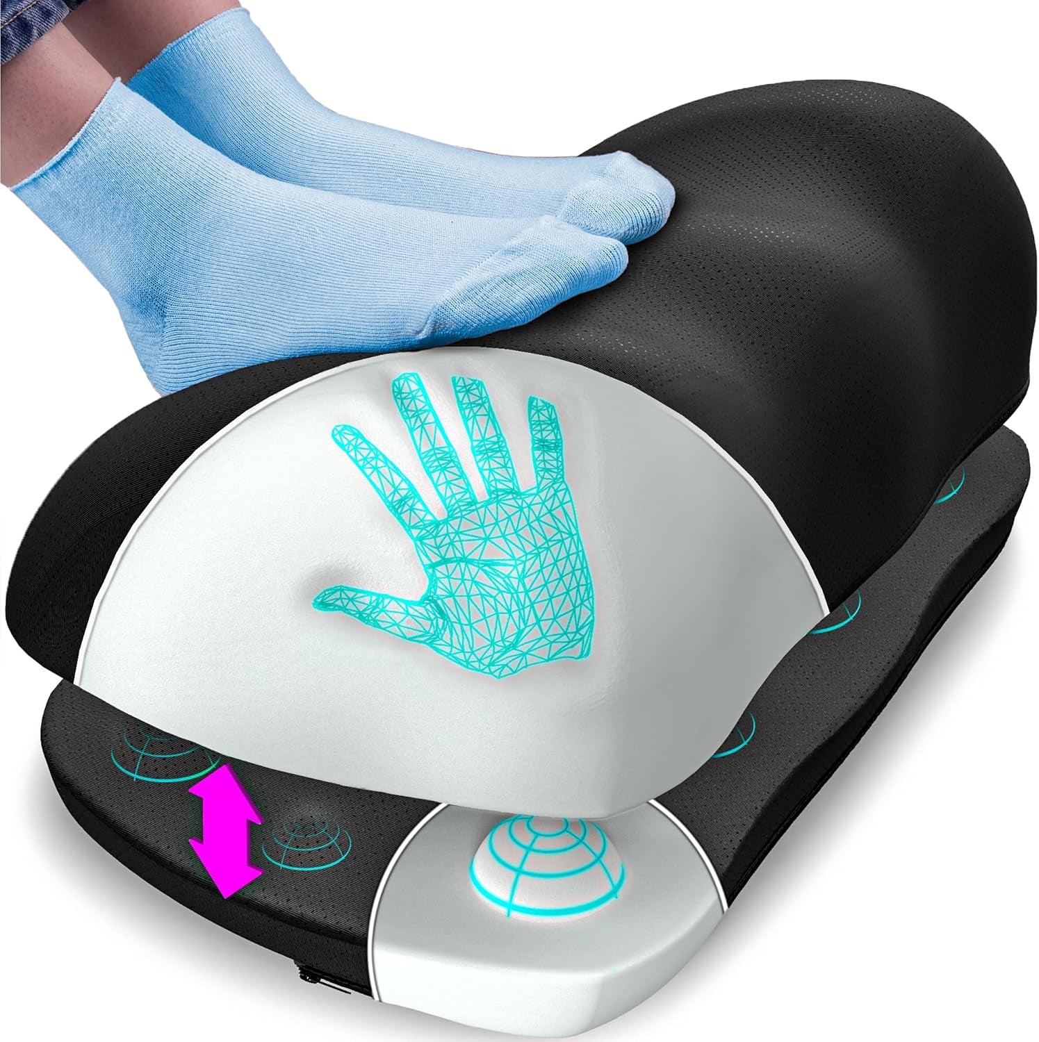 Adjustable Cloud Foot Rest for under Desk at Work with Pressure Point Nodes - Ergonomic Memory Foam Office Foot Stool & under Desk Footrest for Gaming & Home Office, Supports Posture