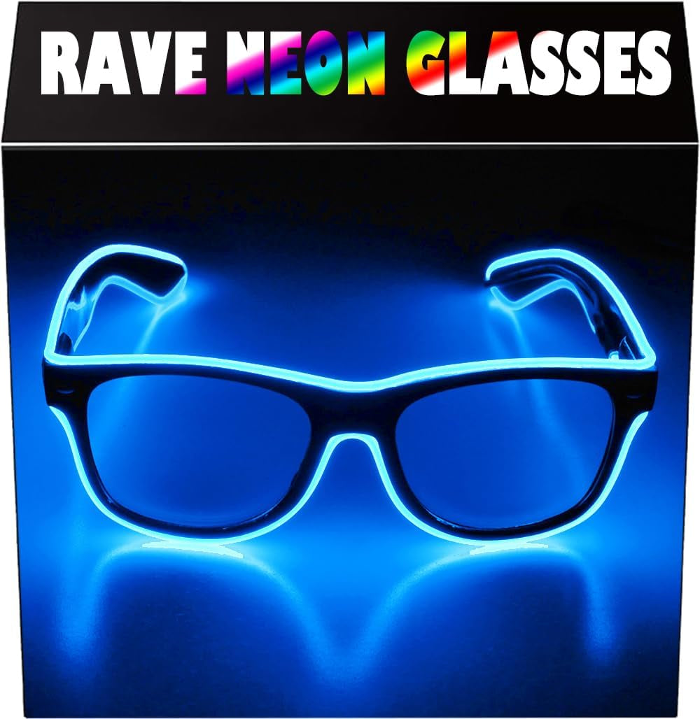 Light up EL Wire Neon Rave Glasses Glow Flashing LED Sunglasses Costumes for Party, EDM, Halloween RB01