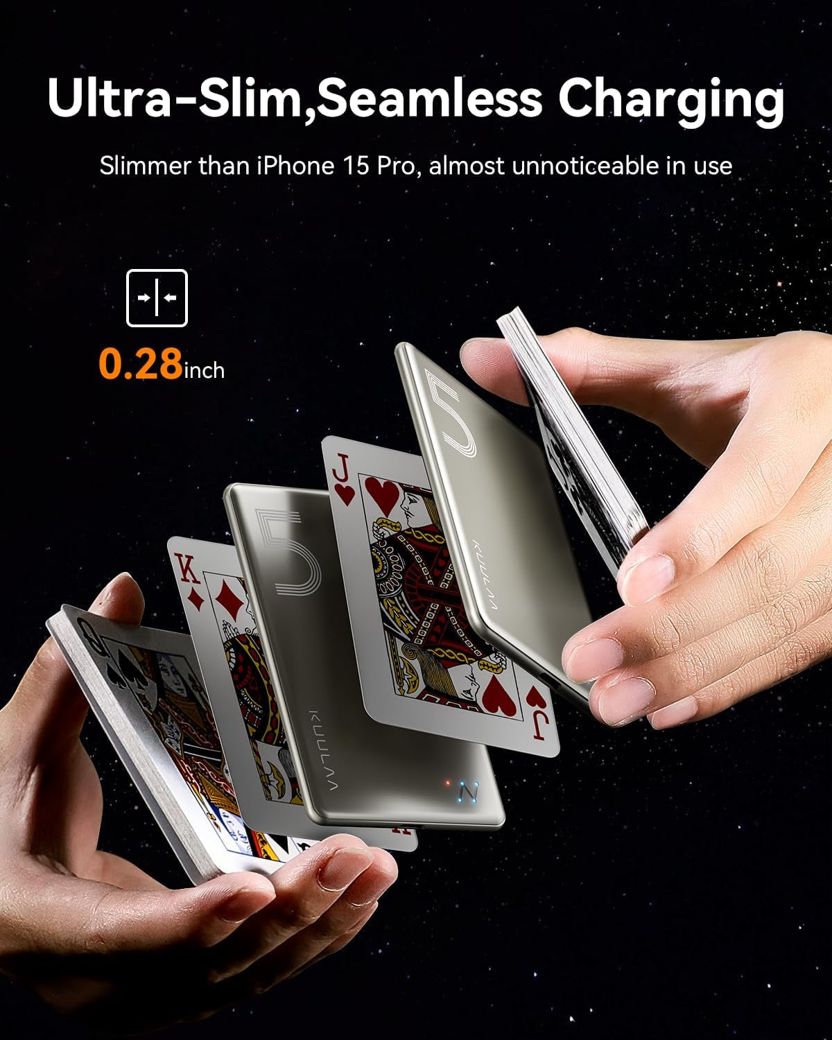 Magsafe Battery Pack 5000Mah Slim Magsafe Portable Charger 0.28In Magnetic Wireless Apple Portable Charger 20W USB-C Power Delivery Power Bank for Iphone 15/14/13/12 Serie, Titanium