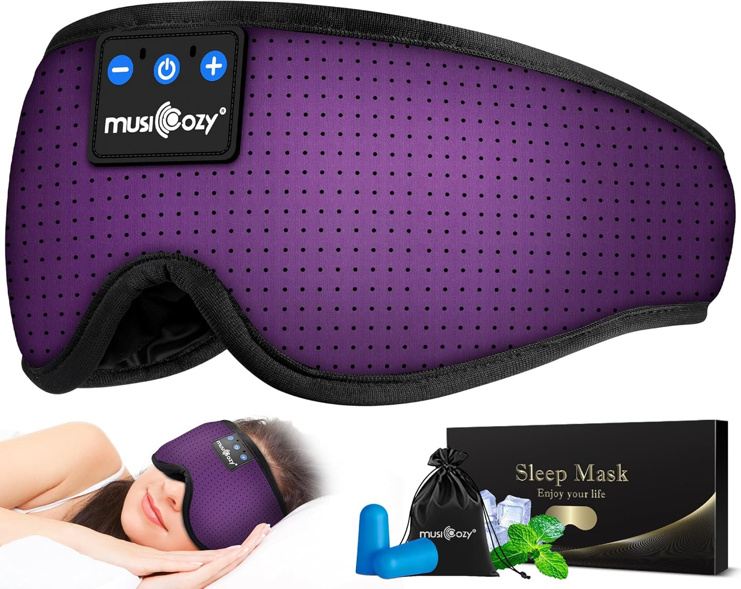 Sleep Headphones Bluetooth Sleep Eye Mask for Sleeping Wireless Music Sleeping Headphones Headband Eye Mask Sleep Earbuds for Side Sleepers Men Women with Speakers Cool Tech Gadgets