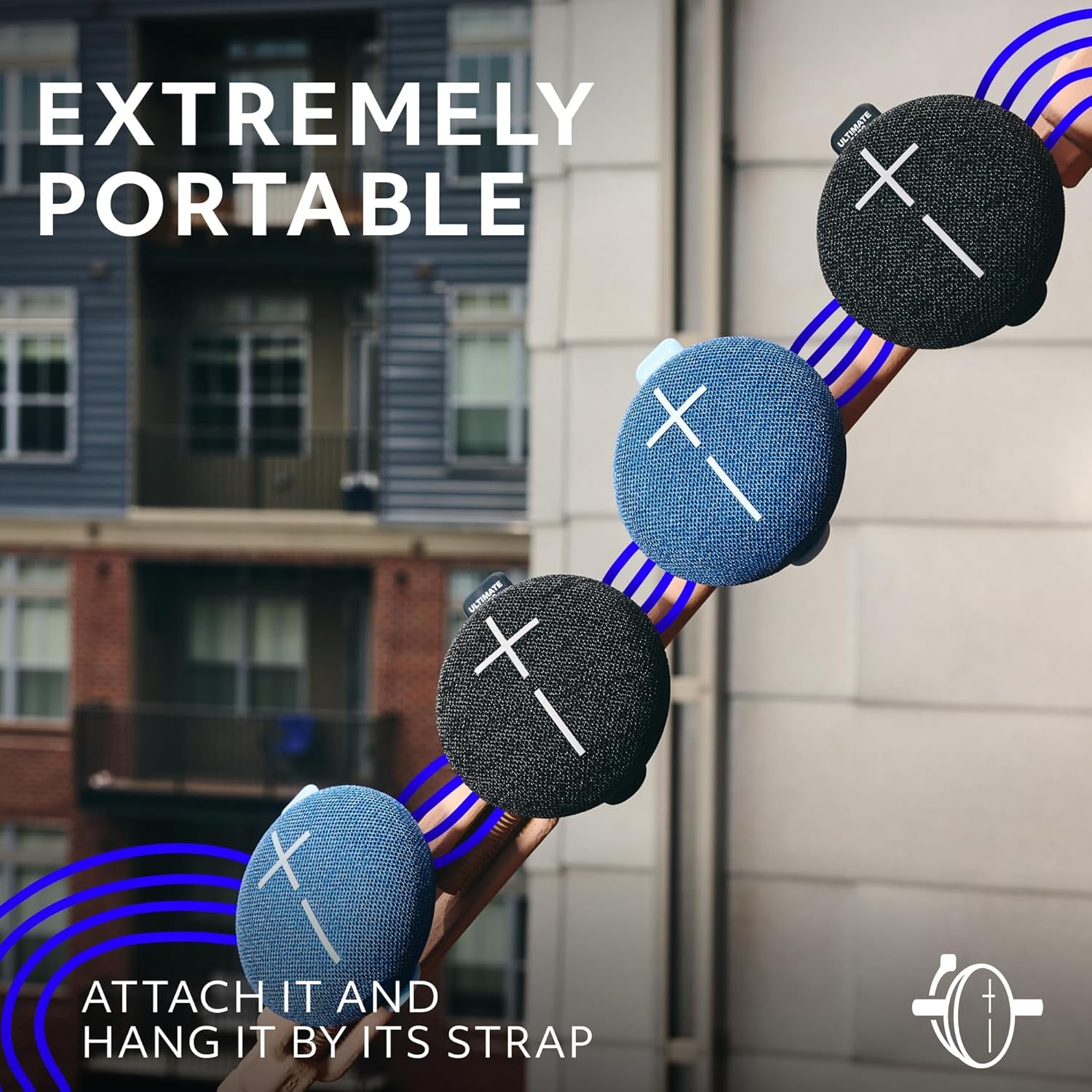 MINIROLL Ultra-Portable Waterproof Bluetooth Speaker, Big Bass, IP67 Dustproof, 131 Ft (40 M) Range - Majestic Blue