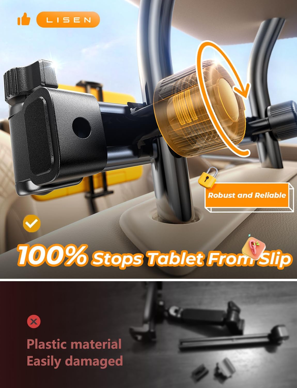for Ipad Holder for Car Accessories for Women Baby Travel Gear, Tablet Holder Mount Car Essentials for Toddler Baby Car Seats [3 in 1] Road Trip Essentials for 4.7-11 Ipad Tab Fire Tablet Black