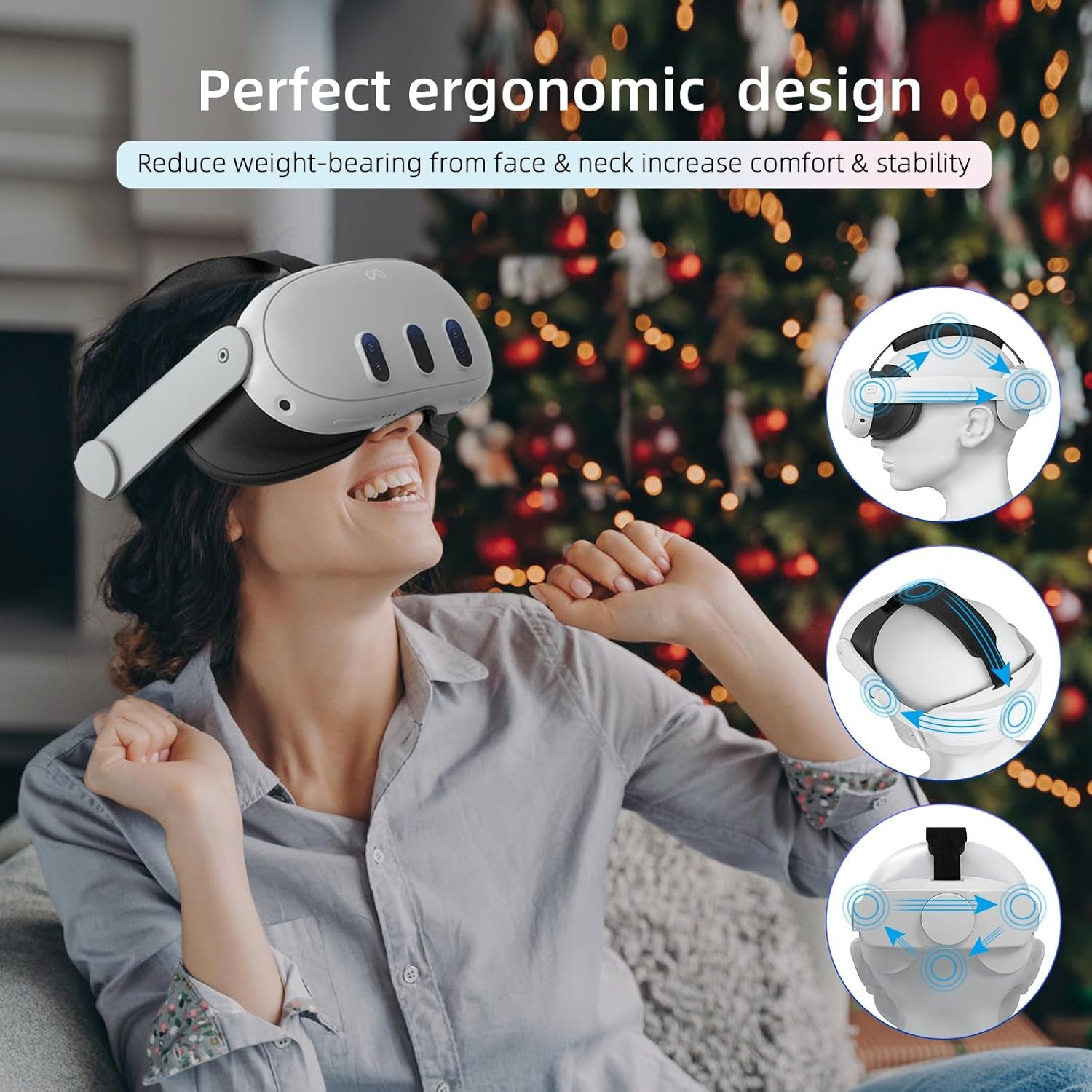 Head Strap Compatible with Oculus Quest 3,Meta Quest 3 Accessories Adjustable Elite Strap Replacement for Enhanced Comfort Support and Gaming Immersion in VR