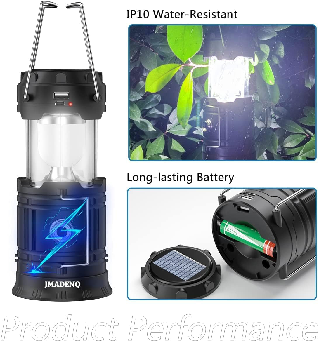 2024 Rechargeable Mini Solar Camp Lanterns - Collapsible Portable LED Camping Lantern for Power Outages Lightweight Flashlight Survival Kits for Indoor Outdoor Tent Home Emergency Essentials Hiking