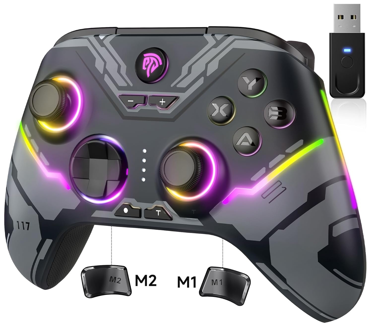 X15 PC Controller - Enhanced Wireless Bluetooth Controller with Hall Joysticks/Hall Triggers/Rgb Lighting - No Stick Drift, No Dead Zone - Work for Windows PC, Android, Steam and Switch
