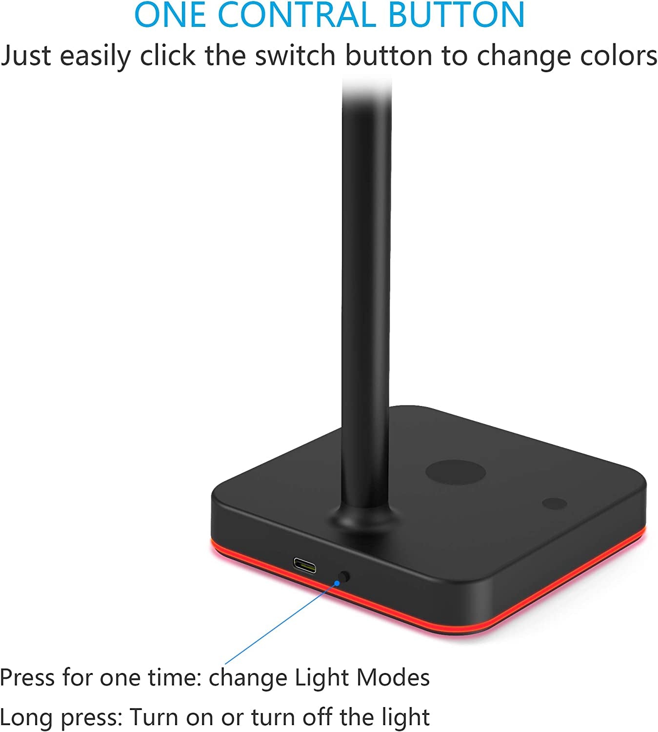 RGB Headphone Stand with Wireless Charger Desk Gaming Headset Holder Hanger Rack with 10W/7.5W Fast Charge QI Wireless Charging Pad - Suitable for Gamer Desktop Table Game Earphone Accessories