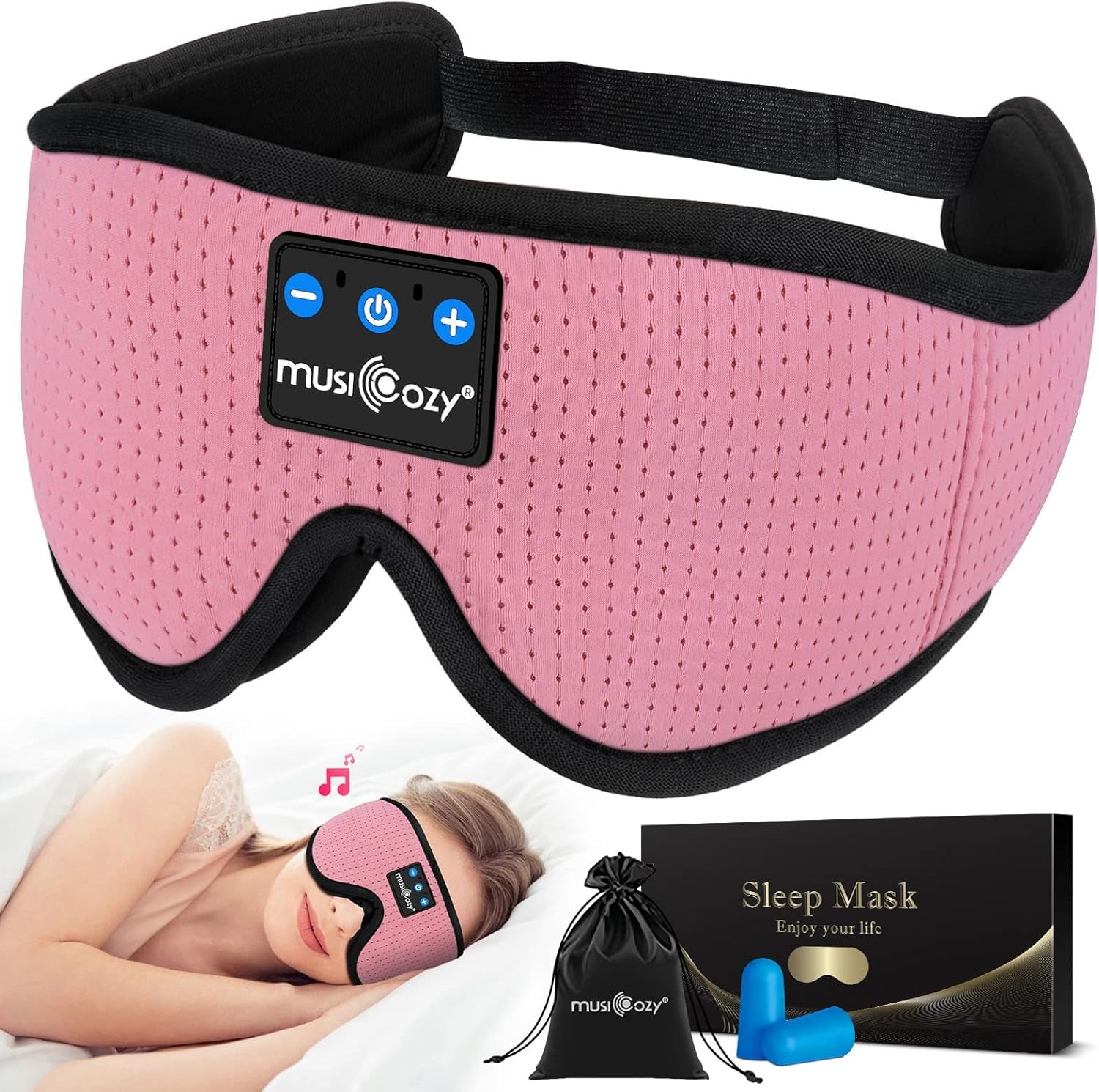 Sleep Headphones Bluetooth 5.2 Headband Breathable 3D Sleeping Headphones, Wireless Music Eye Mask Earbuds for Side Sleepers Mom Women Cool Tech Gadgets Unique
