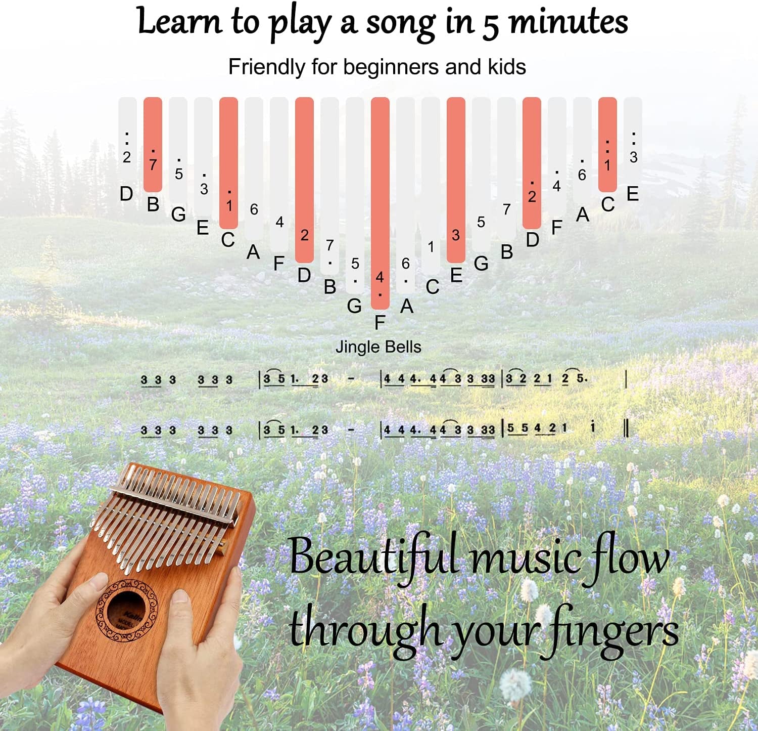 Kalimba Thumb Piano, Portable 17 Keys Mbira Finger Piano with Tune Hammer and Study Instruction,Musical Instruments Birthday Gift for Kid Adult Beginners Professional(Brown)