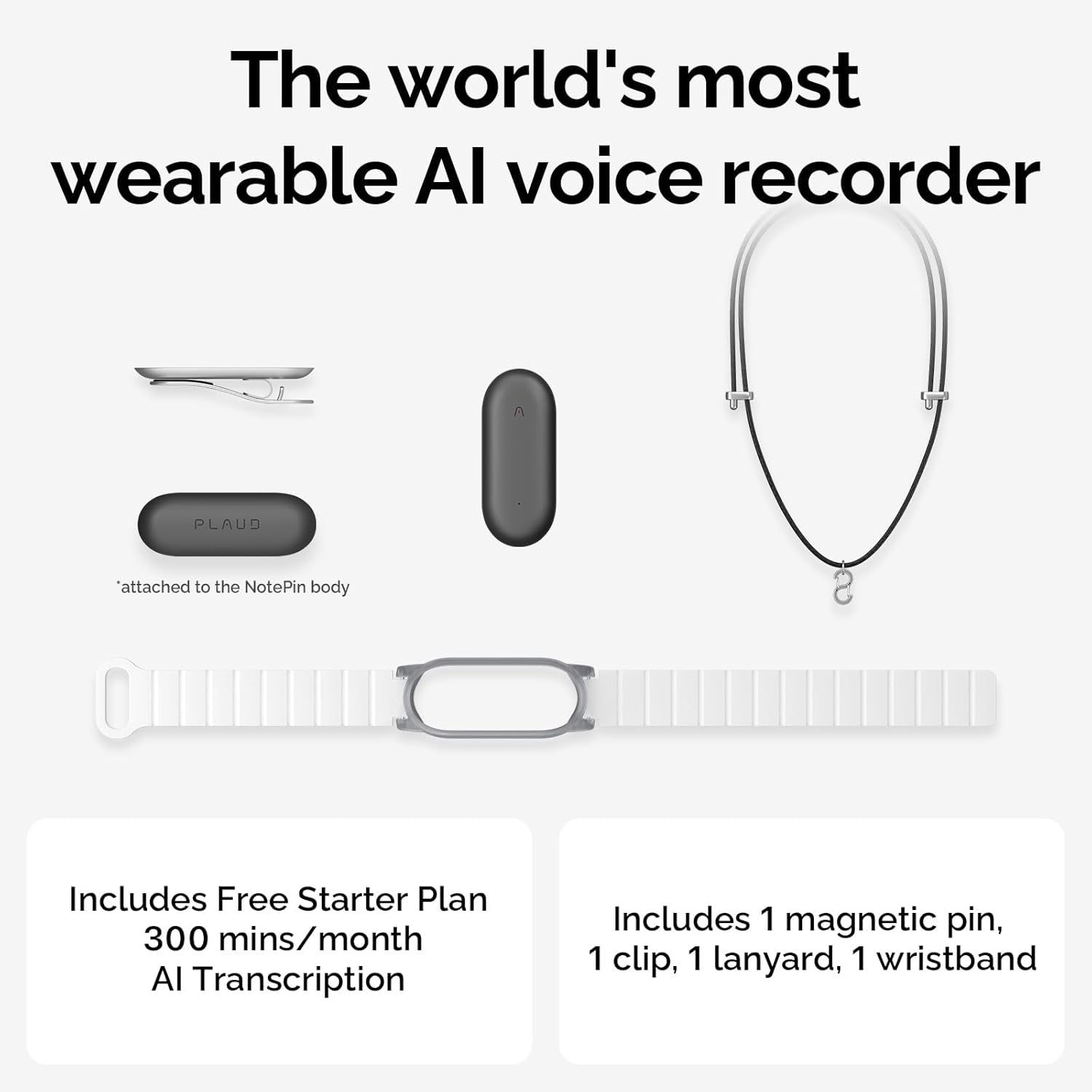 AI Voice Recorder,  Notepin Voice Recorder, App Control, AI Notetaker, AI Transcribe & Summarize Support 112 Languages, 64GB Memory, Audio Recorder for Lectures, Meetings, Gray