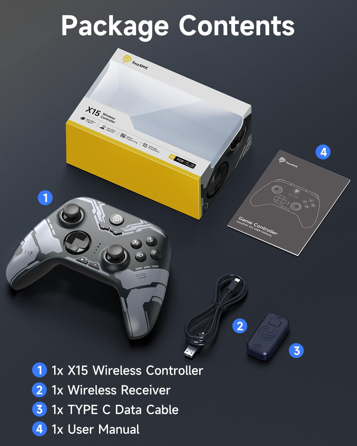 X15 PC Controller - Enhanced Wireless Bluetooth Controller with Hall Joysticks/Hall Triggers/Rgb Lighting - No Stick Drift, No Dead Zone - Work for Windows PC, Android, Steam and Switch