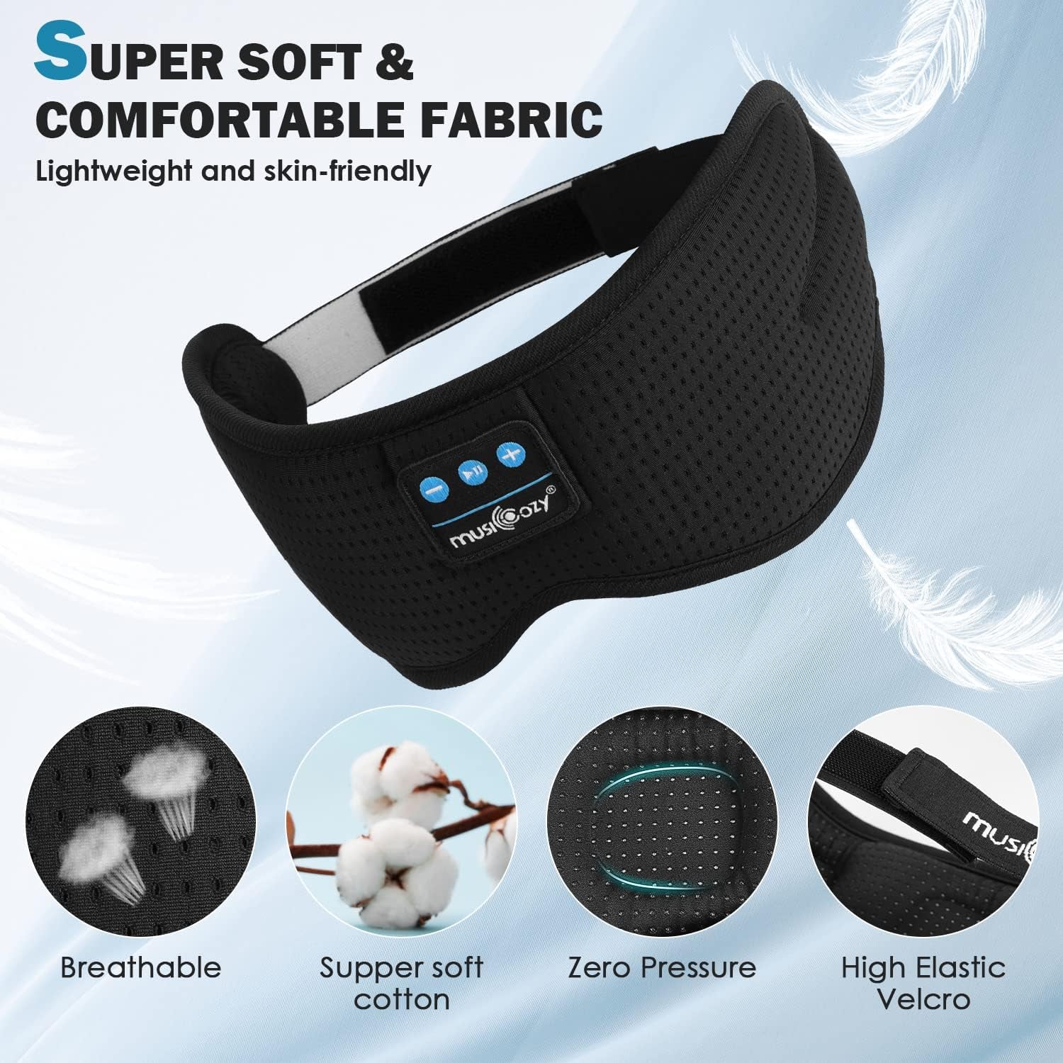 Sleep Headphones, Bluetooth Sleep Mask Headband Headphones Sleeping Eye Mask, Wireless Music Earbuds Earphones with HD Headphones Ultra-Thin Stereo Speakers for Side Sleepers Men Women