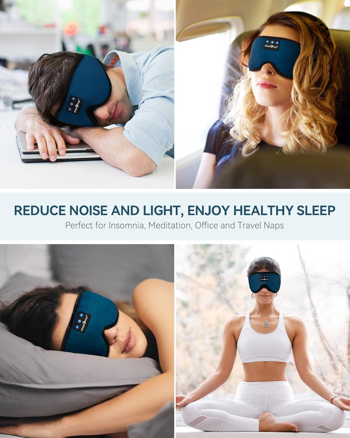 3D Bluetooth 5.4 Sleep Headphones Mask, Wireless Music Eye Mask with HD Speakers, Perfect for Side Sleepers, Bluetooth Sleep Mask Headband for Sleeping, Cool Tech Gifts for Men, Women