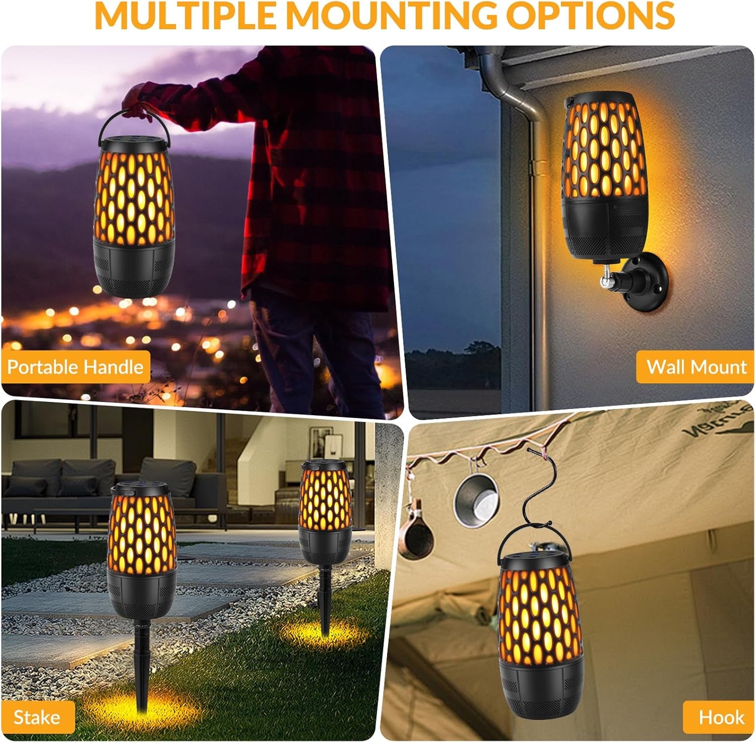 Outdoor Speakers with Lights, Mens Gifts for Birthday ,Portable Bluetooth Speaker,Hd Stereo Sound,Multi-Sync up to 100 Speakers Auto-Pairing IPX7 Waterproof for Patio/Pool/Camping Cool Gadgets 2 Pack