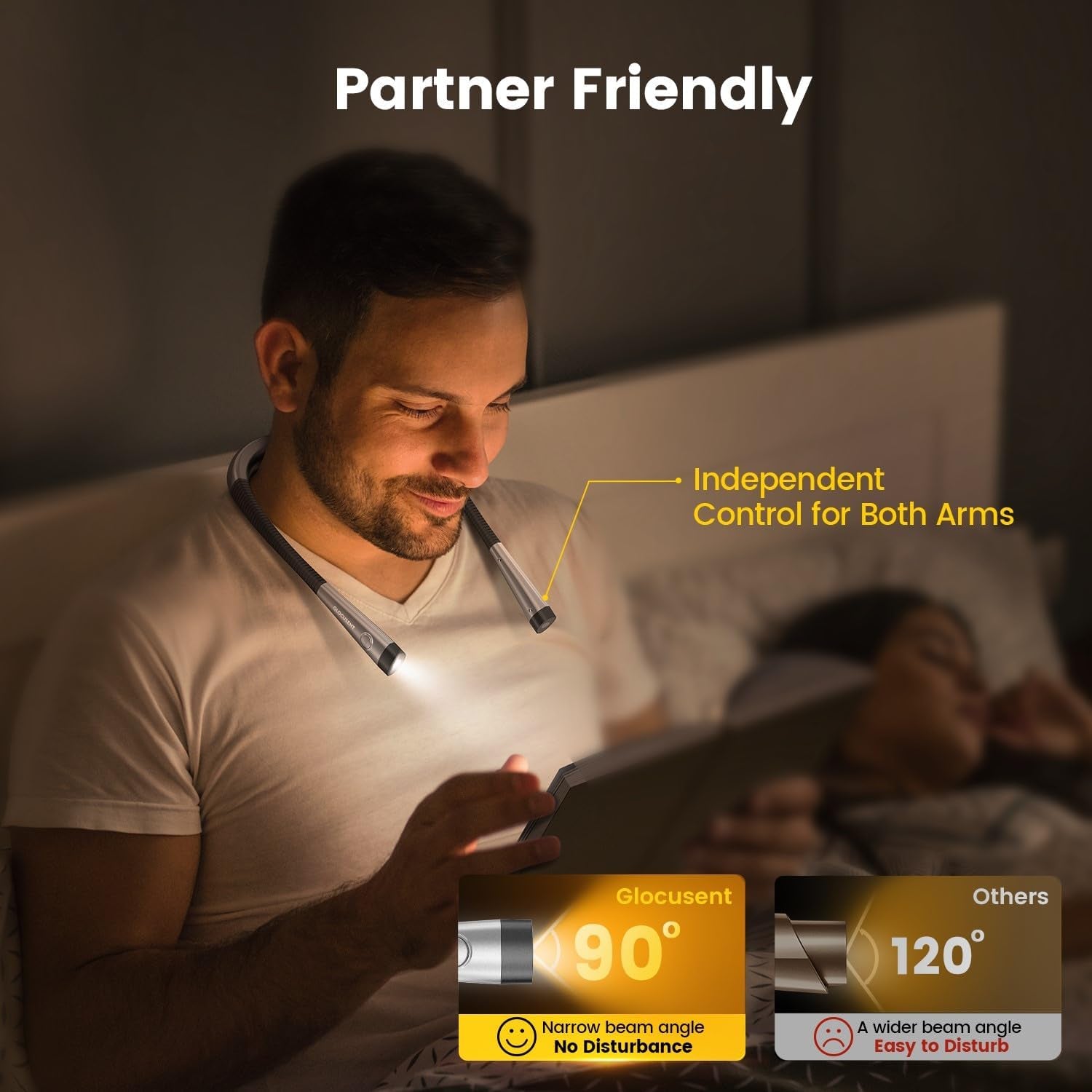 Book Light, 3-Color & 6-Brightness Reading Light, Bendable Neck Light, 80-Hr Lasting Rechargeable Lamp, Perfect Book Light for Reading in Bed, Knitting, Camping, Repairing, Book Lovers Gifts