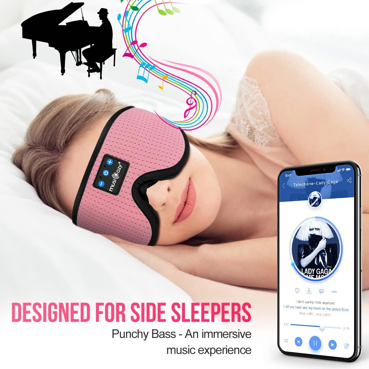 Sleep Headphones Bluetooth 5.2 Headband Breathable 3D Sleeping Headphones, Wireless Music Eye Mask Earbuds for Side Sleepers Mom Women Cool Tech Gadgets Unique