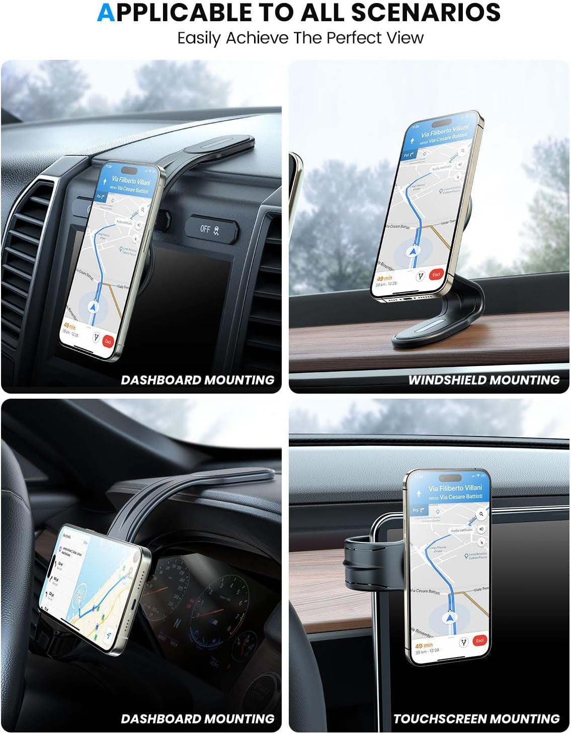 for Magsafe Car Mount Detachable, Bendable Aluminum Arm Magnetic Phone Holder for Car【20 Strong Magnets】 Cell Phone Mount for Car Dash Fit Iphone 16 15 14 13 Pro Max Mini Mag Safe Accessories