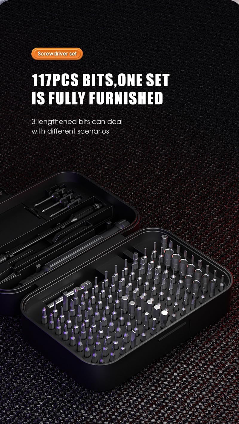 Precision Screwdriver Set, 150 in 1 Electronics Tool Kit with 120 Bits Magnetic Screwdriver Set & 30-Bit Tool Set Handy Repair Tool for Computer Phone Watch Camera Laptop, Black
