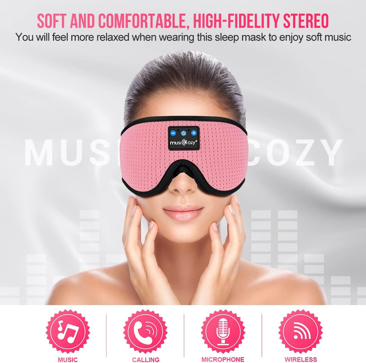 Sleep Headphones Bluetooth 5.2 Headband Breathable 3D Sleeping Headphones, Wireless Music Eye Mask Earbuds for Side Sleepers Mom Women Cool Tech Gadgets Unique
