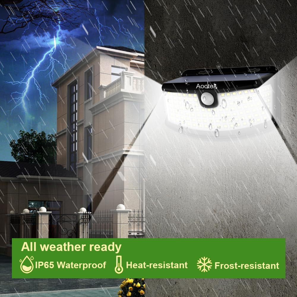 New Solar Motion Sensor Lights 120 Leds with Lights Reflector,270° Wide Angle, IP65 Waterproof, Step Lights for Front Door, Yard, Garage, Deck (4 Pack)