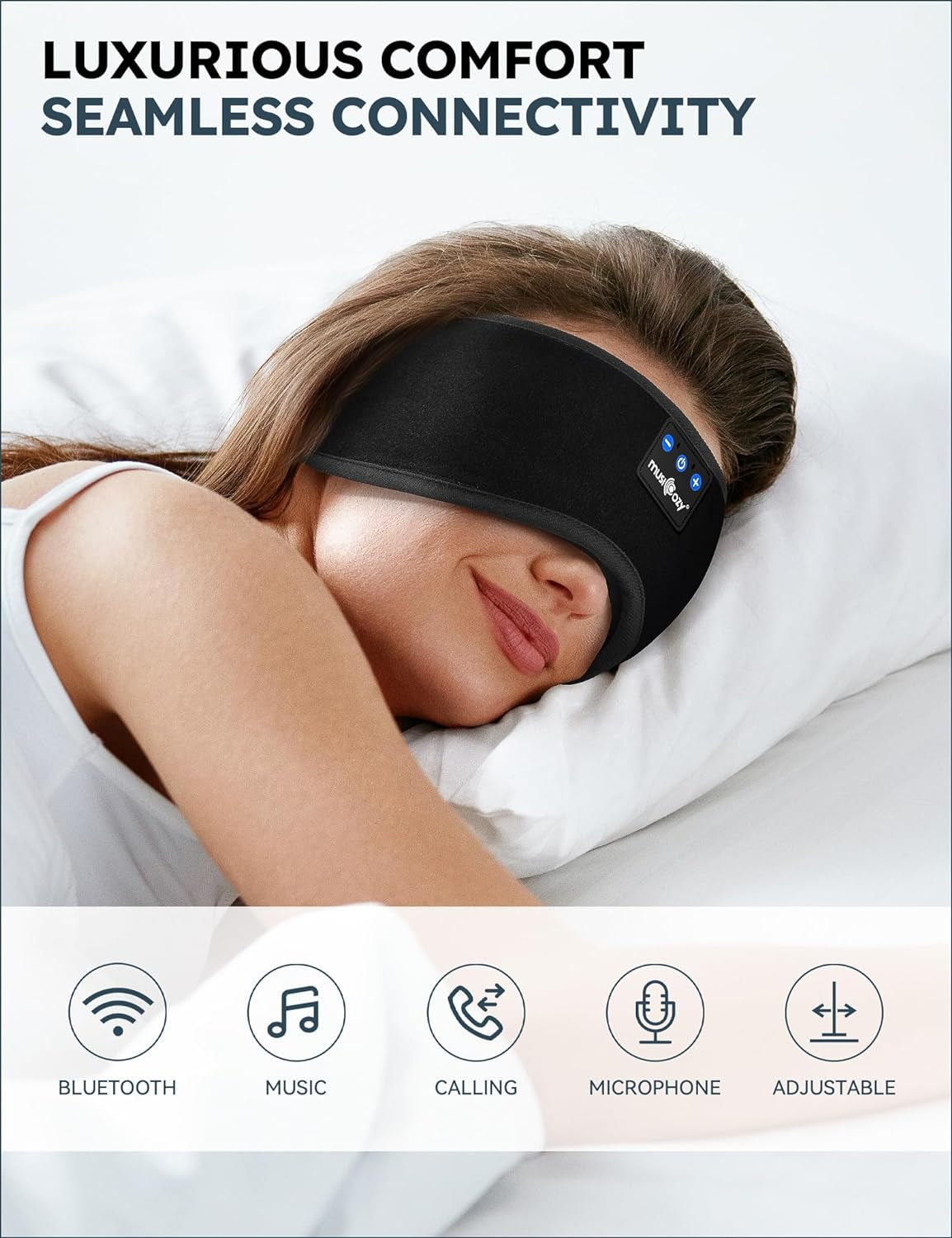 Sleep Headphones, Bluetooth 5.2 Sleep Mask Headband Headphones Sleeping Eye Mask, Wireless Music Earbuds Earphones with HD Headphones Ultra-Thin Stereo Speakers for Side Sleepers Men Women