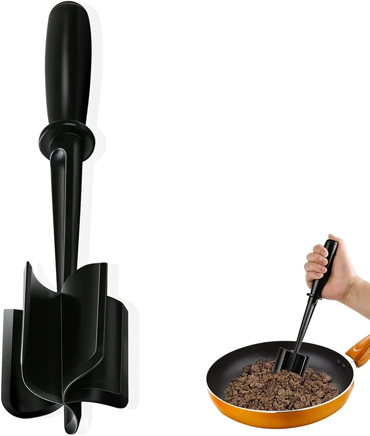 Meat Chopper, Hamburger Chopper, Potato Masher-Professional Multifunctional Heat Resistant Nylon Ground Beef Smasher Kitchen Tools and Gadgets, ​Safe for Non-Stick Cookware.