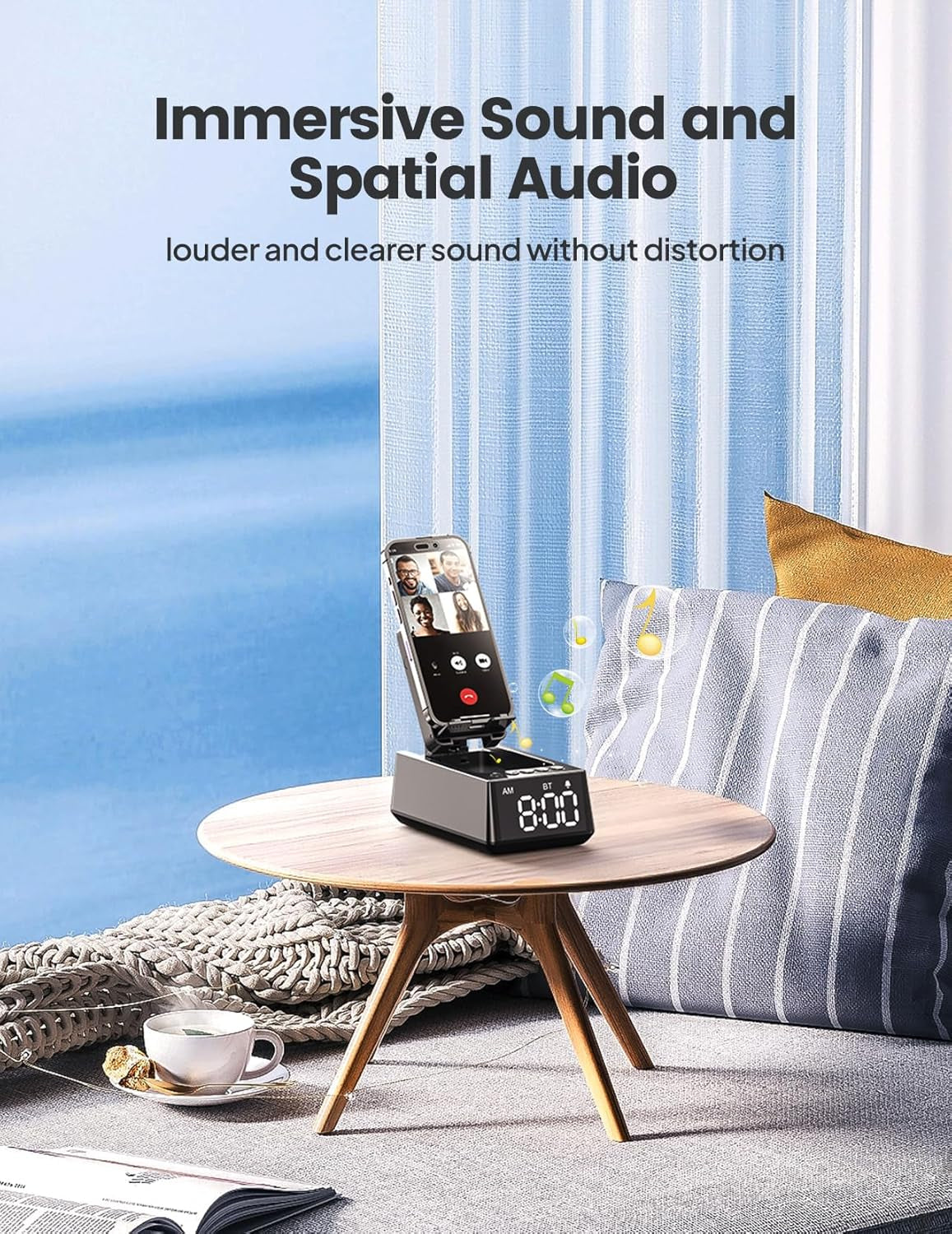 Birthday Gifts for Men Women, Cell Phone Stand Bluetooth Speaker with Anti-Slip Base, Hd Surround Sound, Cool Multi Functional Gadget, Unique Gift for Him, Her, Husband, Wife, Dad, Mom