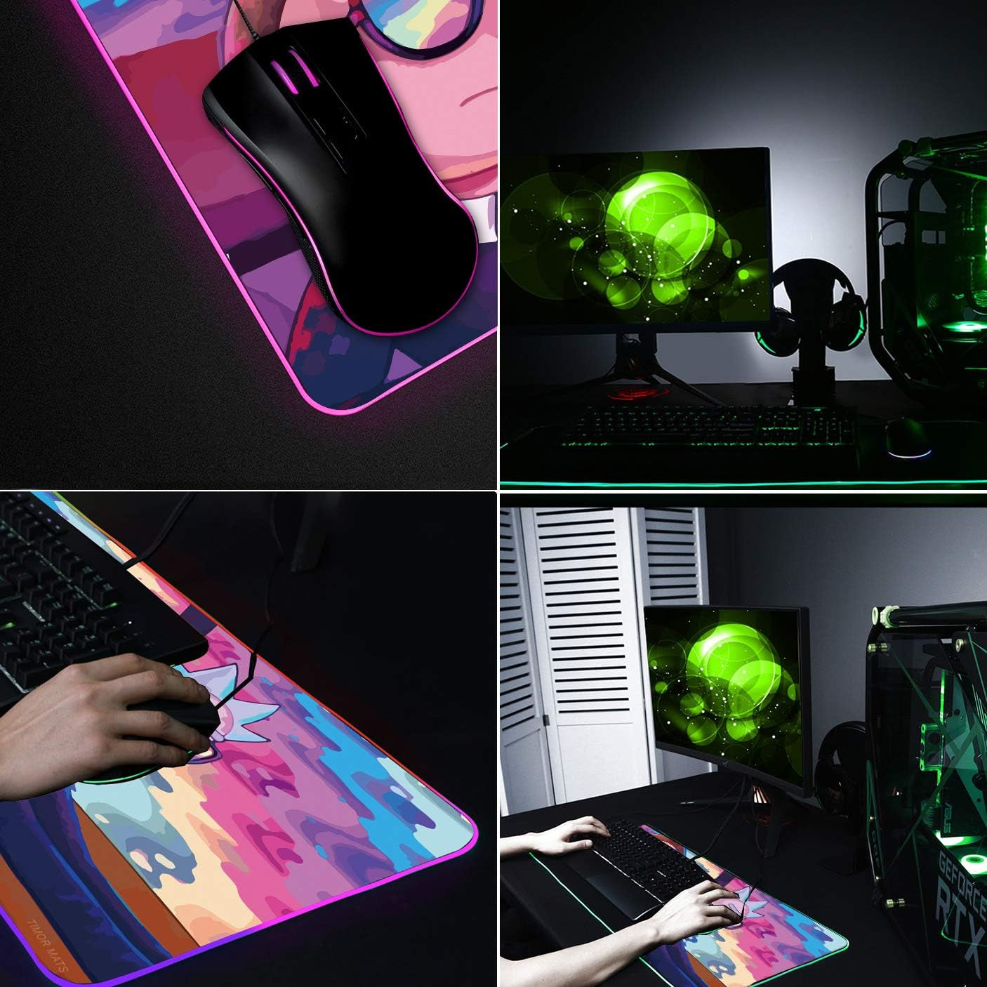 RGB Mouse Pad LED Light Gaming Mouse Pad with Rubber Base Colorful Computer Carpet Desk Mat for PC Laptop (35.4 * 15.7 Inch) (9040Rkmomo)