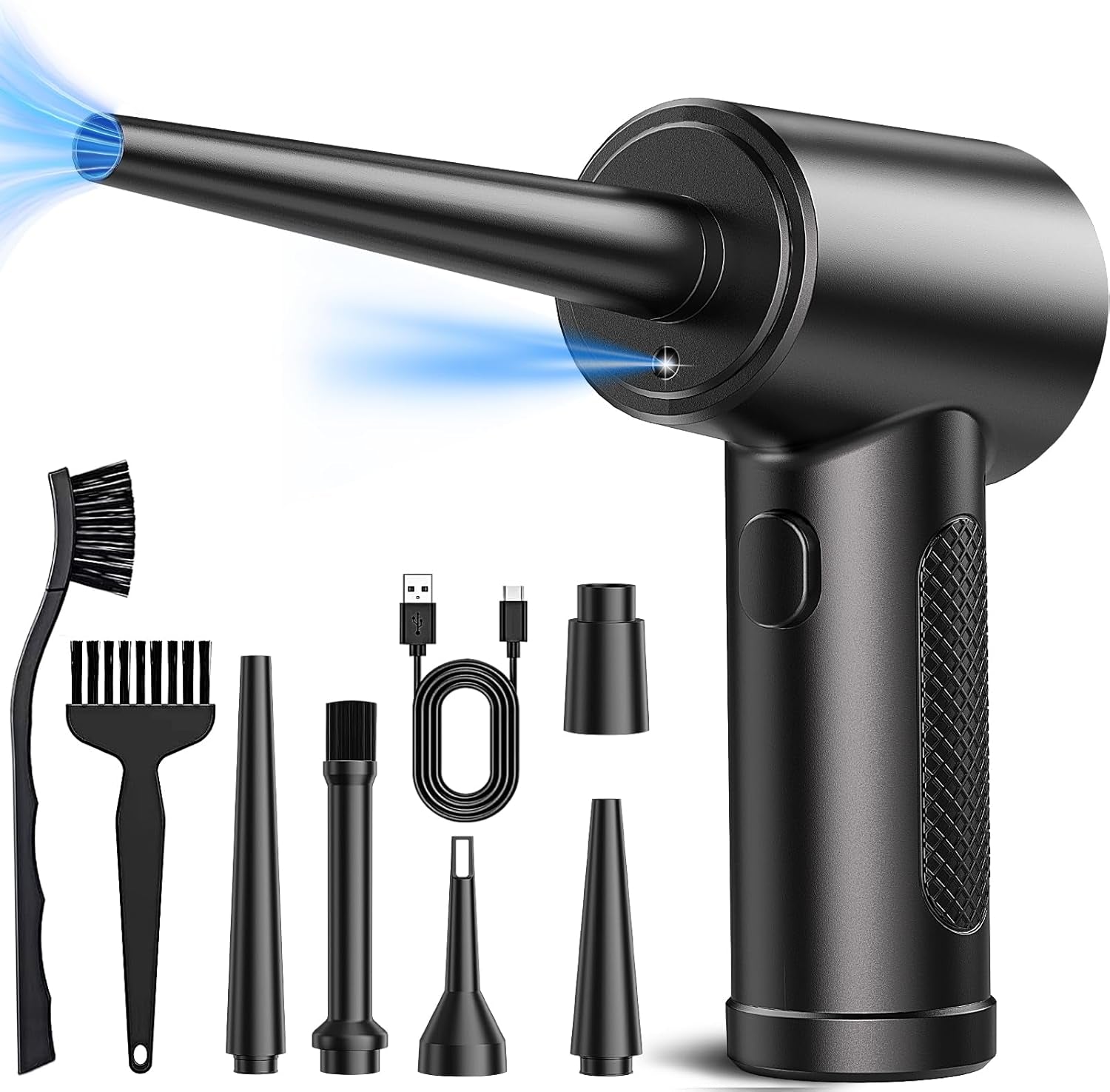 Compressed Air Duster, 3 Gear to 51000RPM Cordless Electric Air Duster, 6000Mah Rechargeable Air Blower with LED Light for Laptop Computer Keyboard Cleaning Pet Hair Crumb Replaces Compressed Air Can