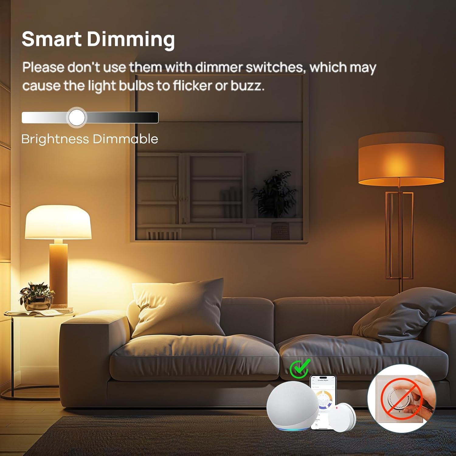 Matter Smart Light Bulb, Smart Bulbs Work with Apple Home/Siri/Alexa/Google Home/Smartthings, LED Color Changing Light Music Sync RGTBW, Smart Home, 60W 800LM A19 E26 2.4Ghz Wifi Only, 2 Pack