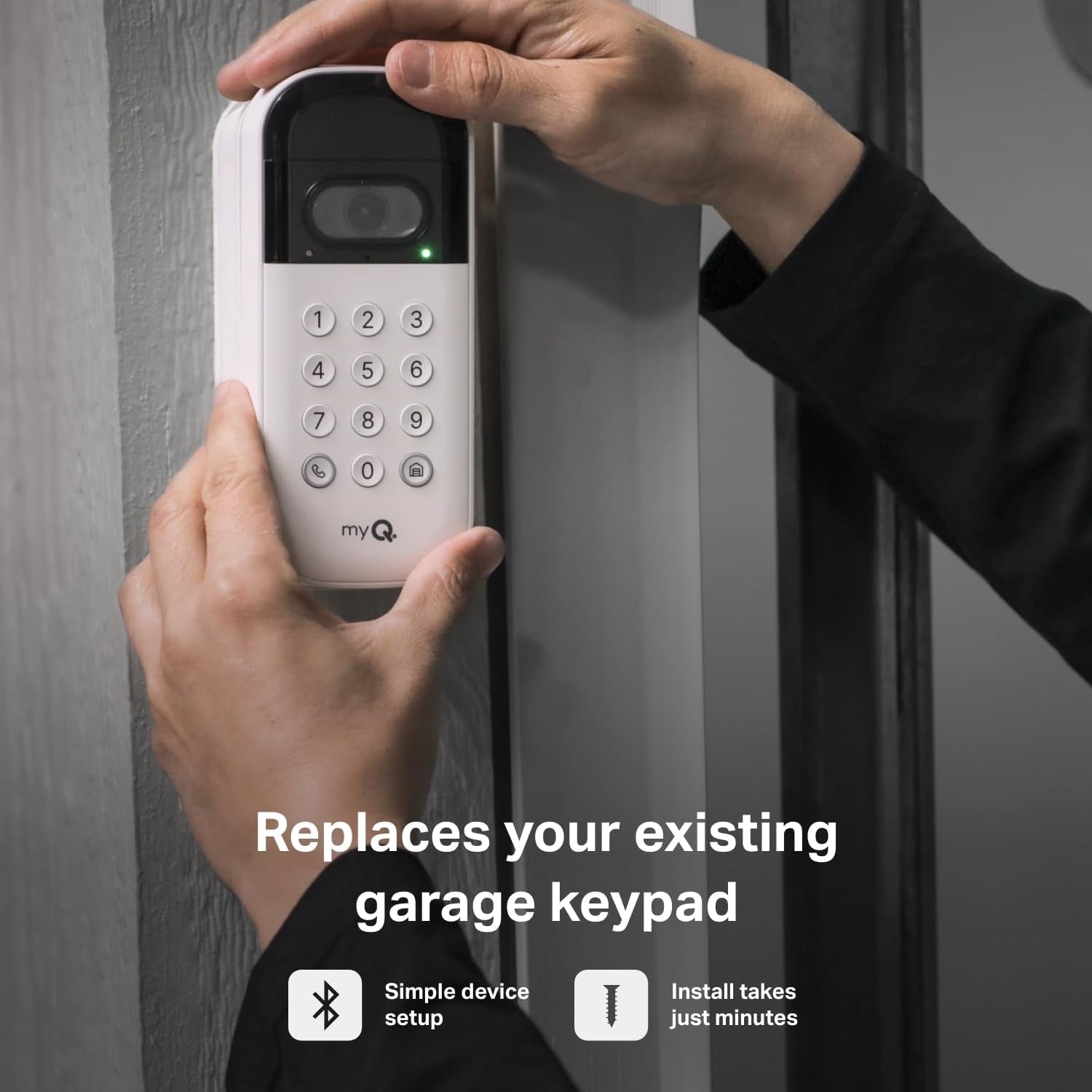 Myq Smart Garage Door Video Keypad with Wide-Angle Camera,Customizable PIN Codes,And Smartphone Control–Take Charge of Your Garage Access Works with , Liftmaster and Craftsman Openers,White